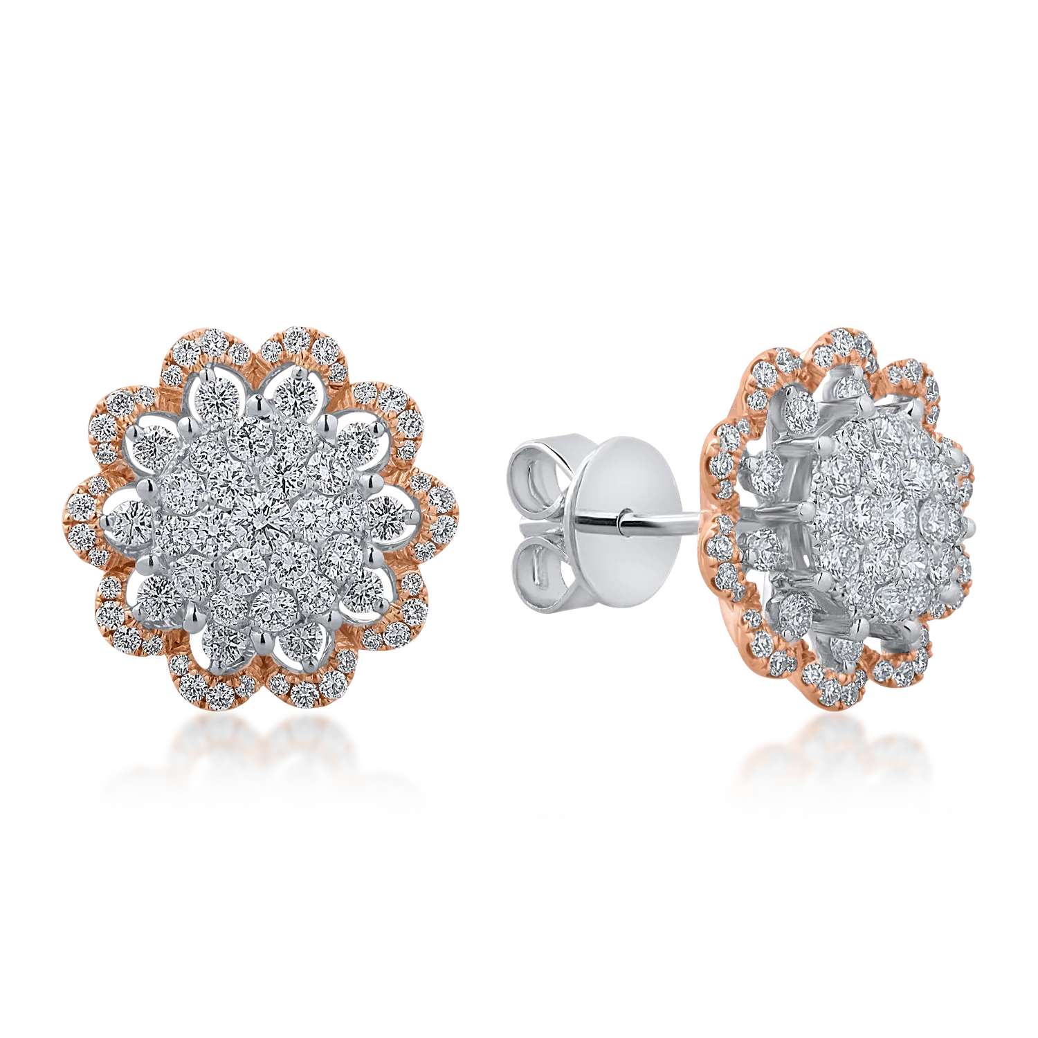 Cercei din aur alb-roz cu diamante de 1.02ct