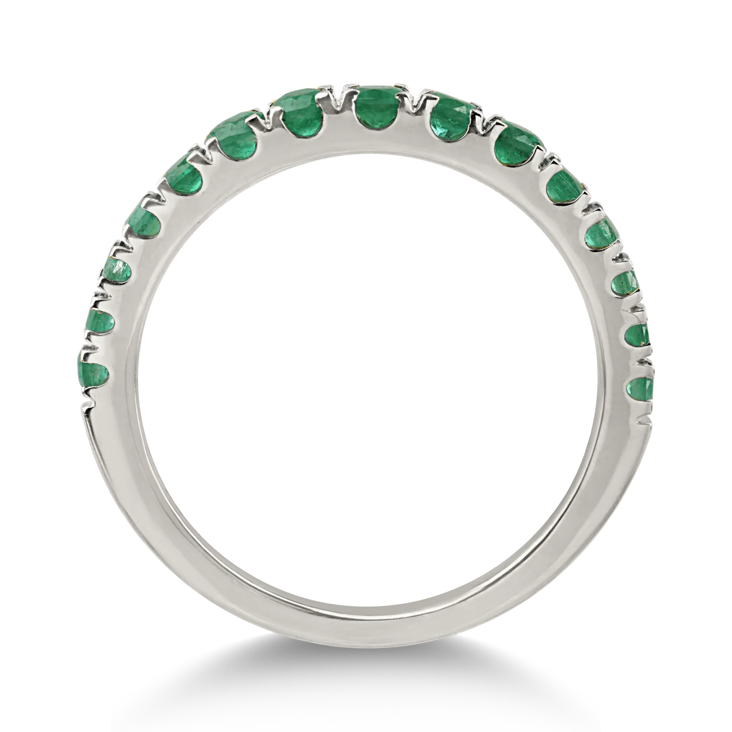 Pierścionek pół wieczności z białego złota ze szmaragdami 0.7ct