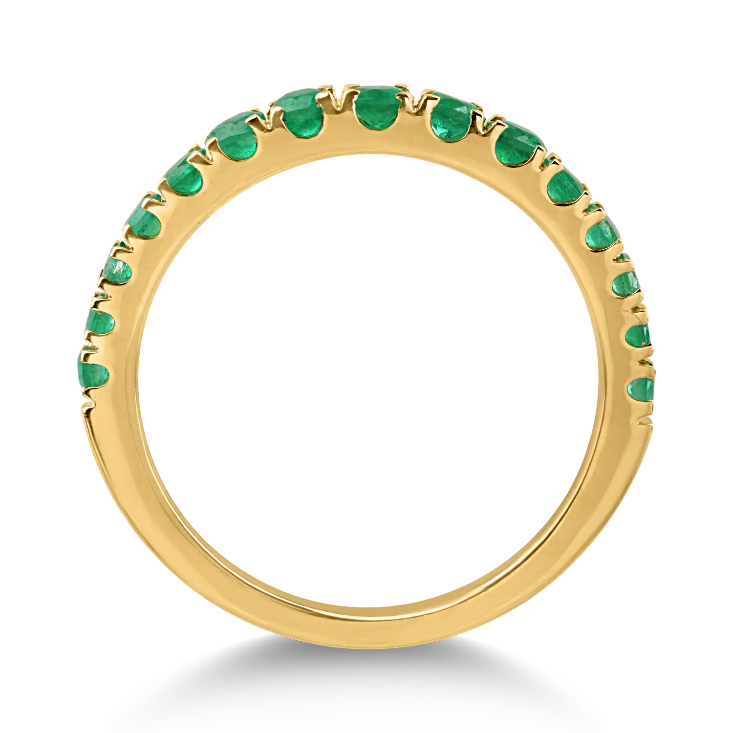 Pierścionek pół wieczności z żółtego złota ze szmaragdami 0.7ct