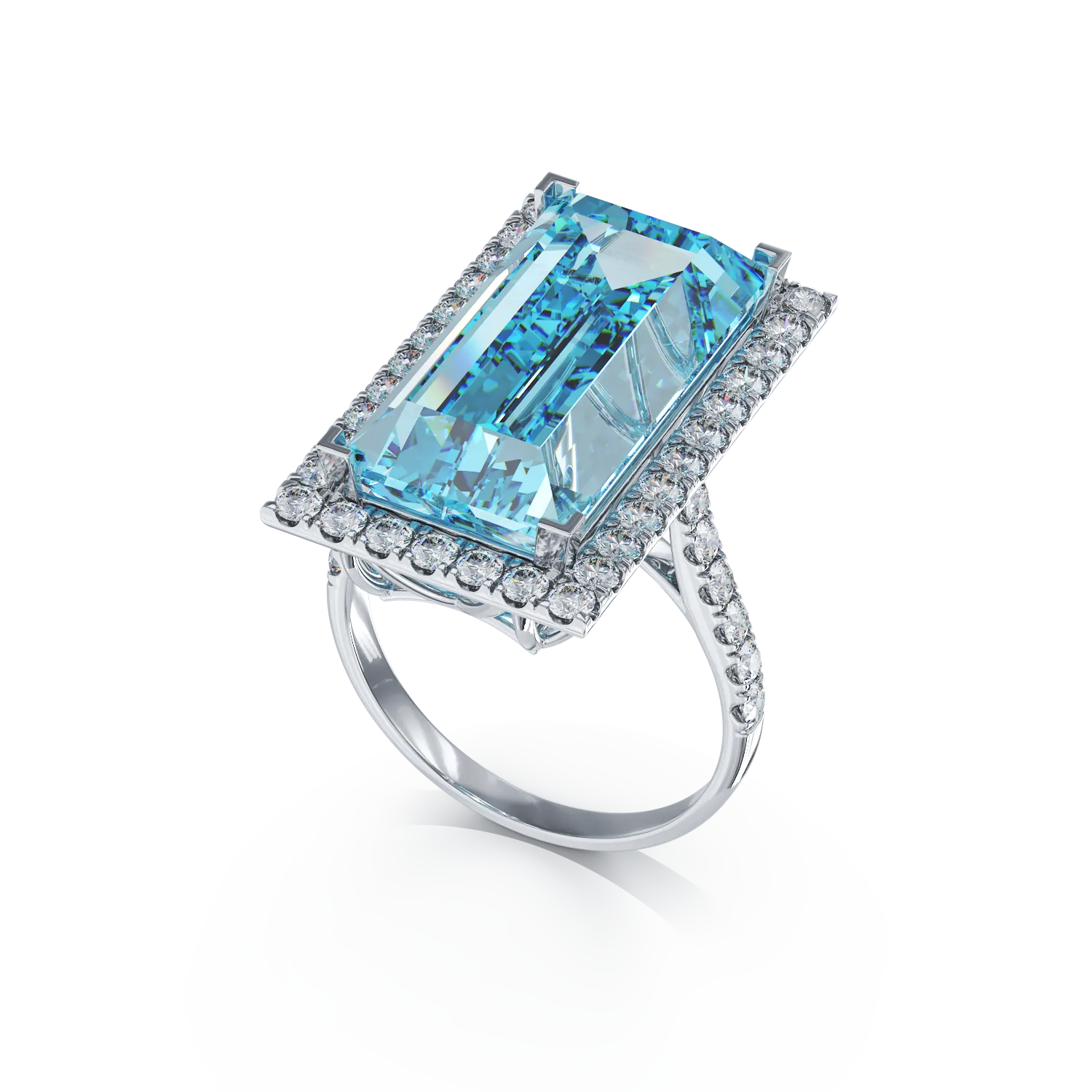 Fehérarany gyűrű 17.31ct kék topázzal és 1.35ct gyémántokkal