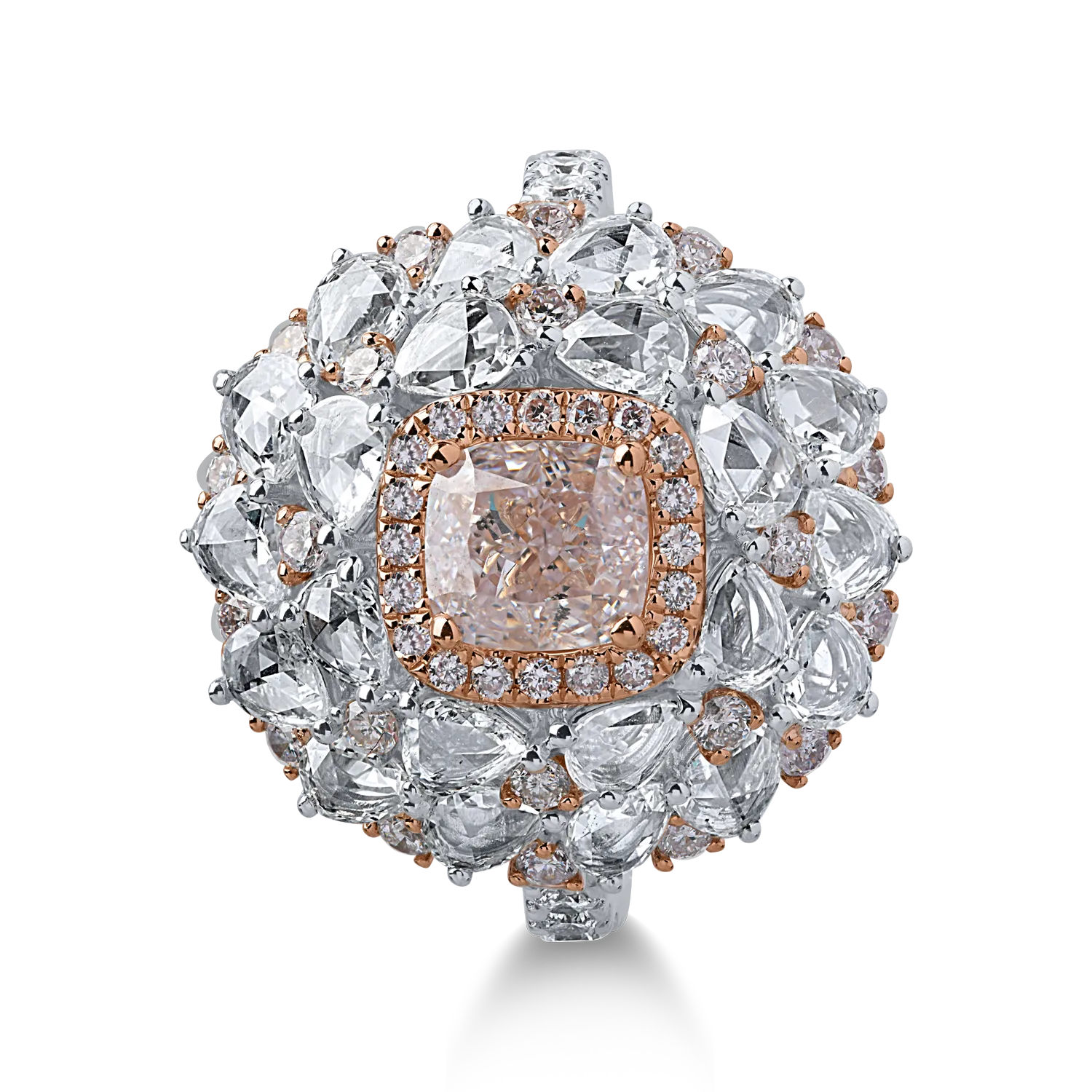 Fehér rózsa arany gyűrű 2.85ct gyémántokkal
