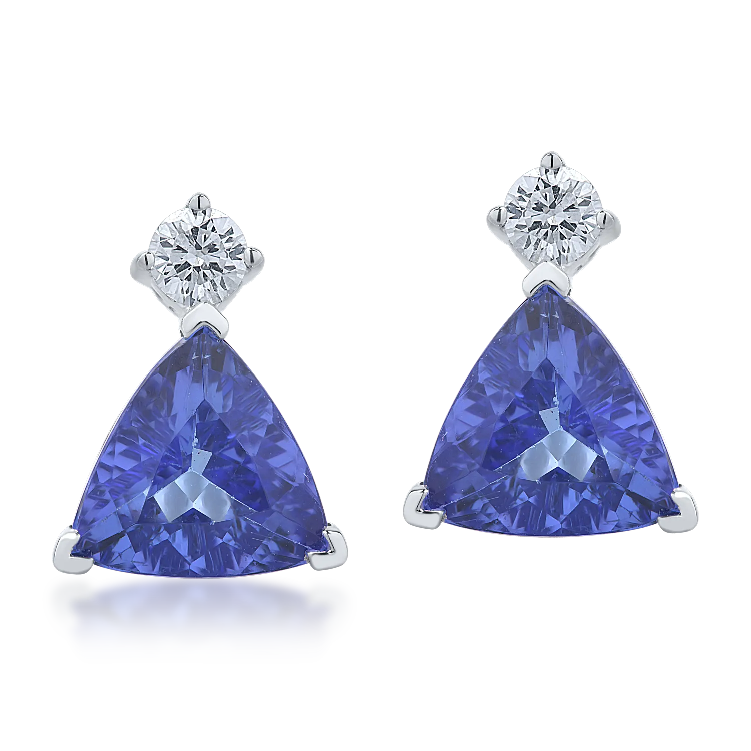 Cercei din aur alb cu tanzanite de 3.05ct si diamante de 0.22ct