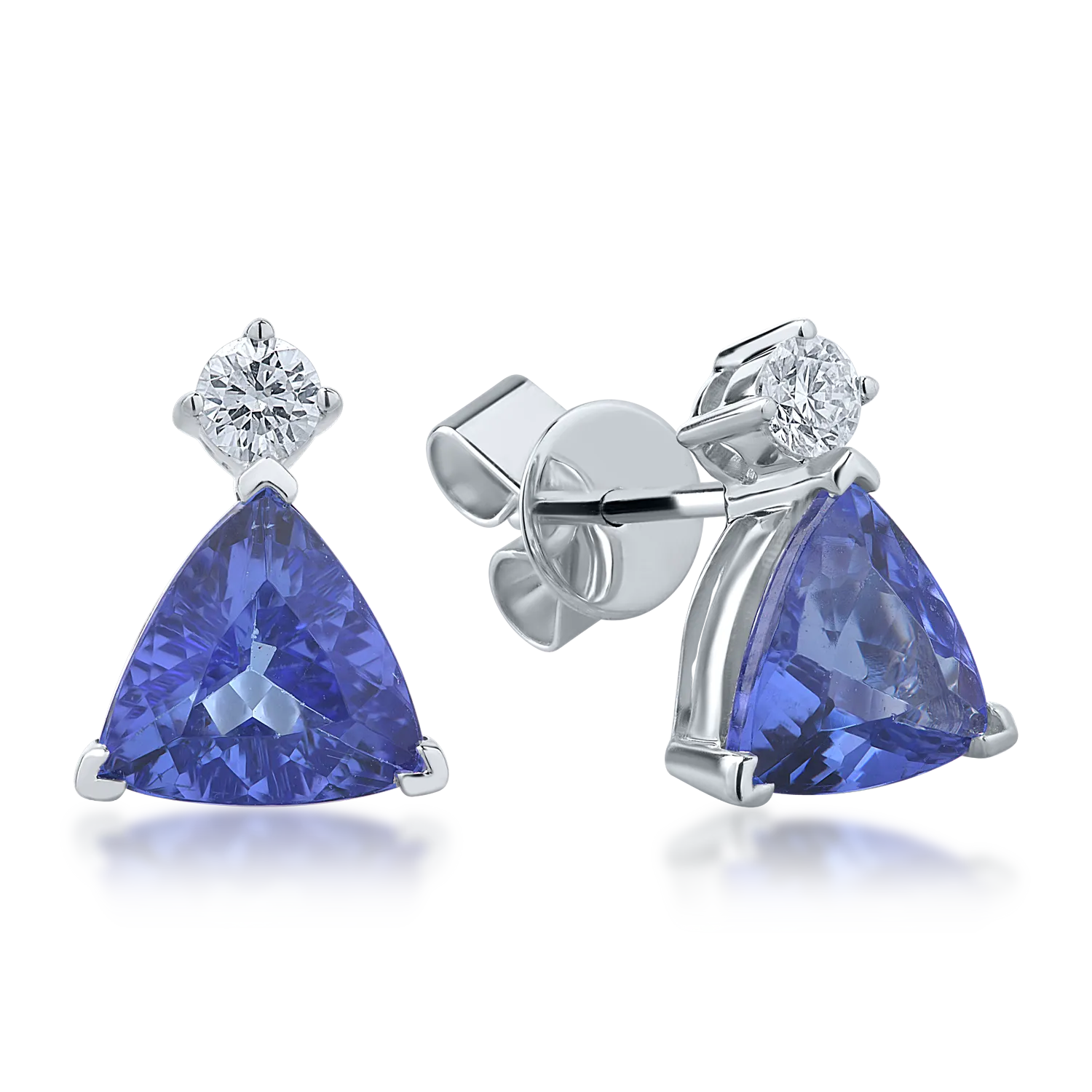 Cercei din aur alb cu tanzanite de 3.05ct si diamante de 0.22ct