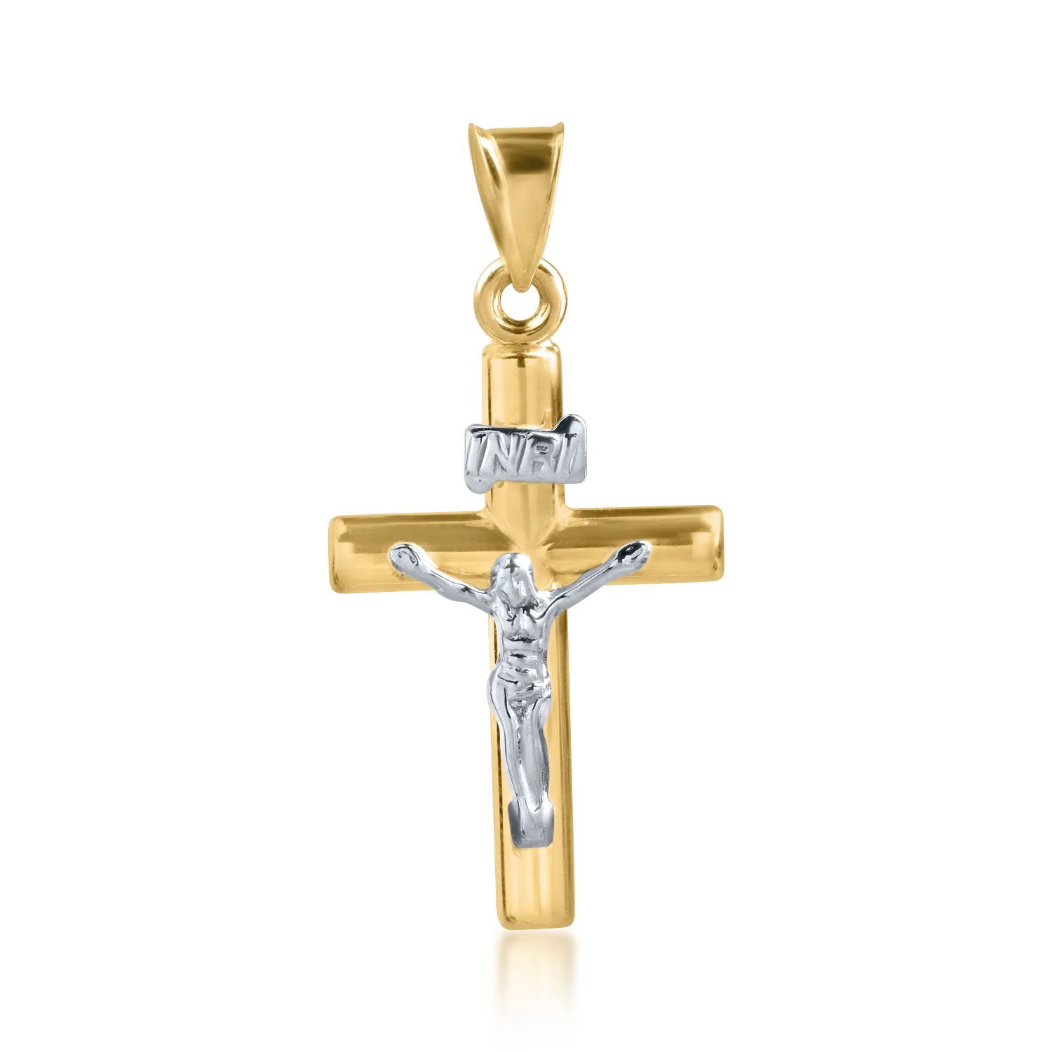 Висулка кръст от жълто-бяло злато