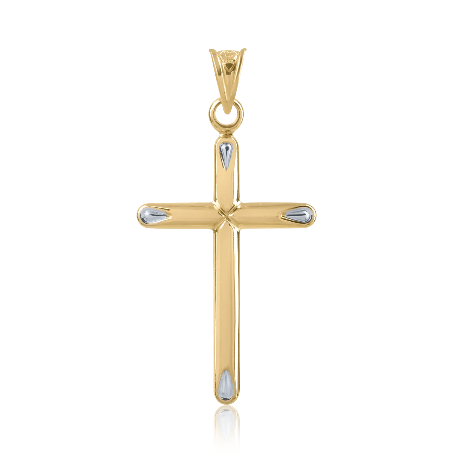 Висулка кръст от бяло-жълто злато