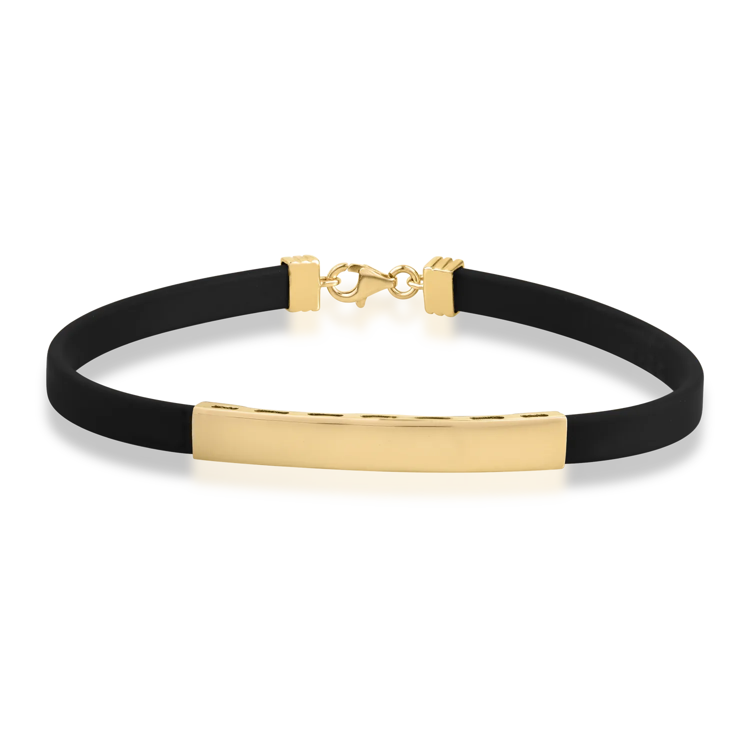 Silicone bracelet with yellow gold small plate-170560