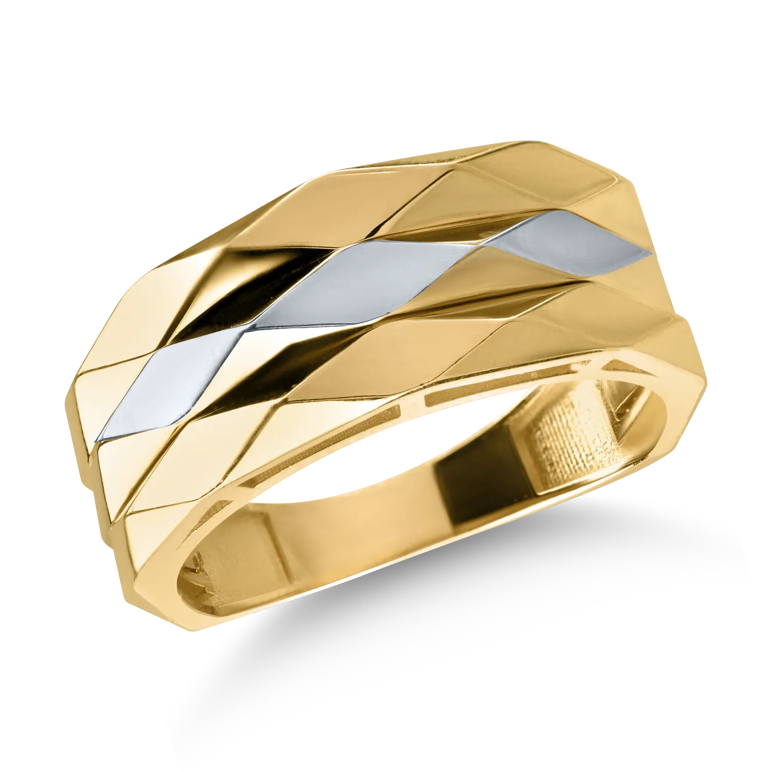 White-yellow gold ring