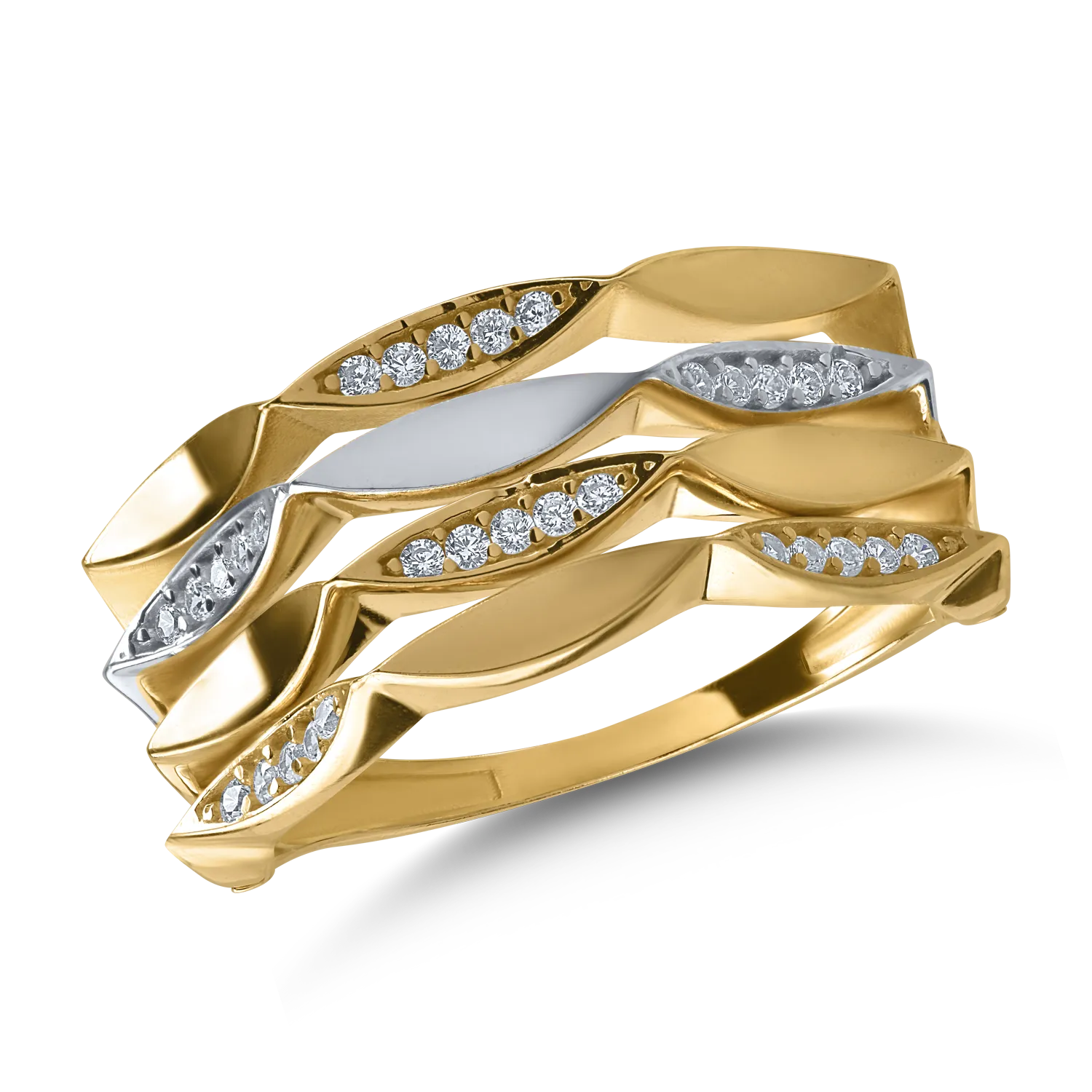 White-yellow gold ring