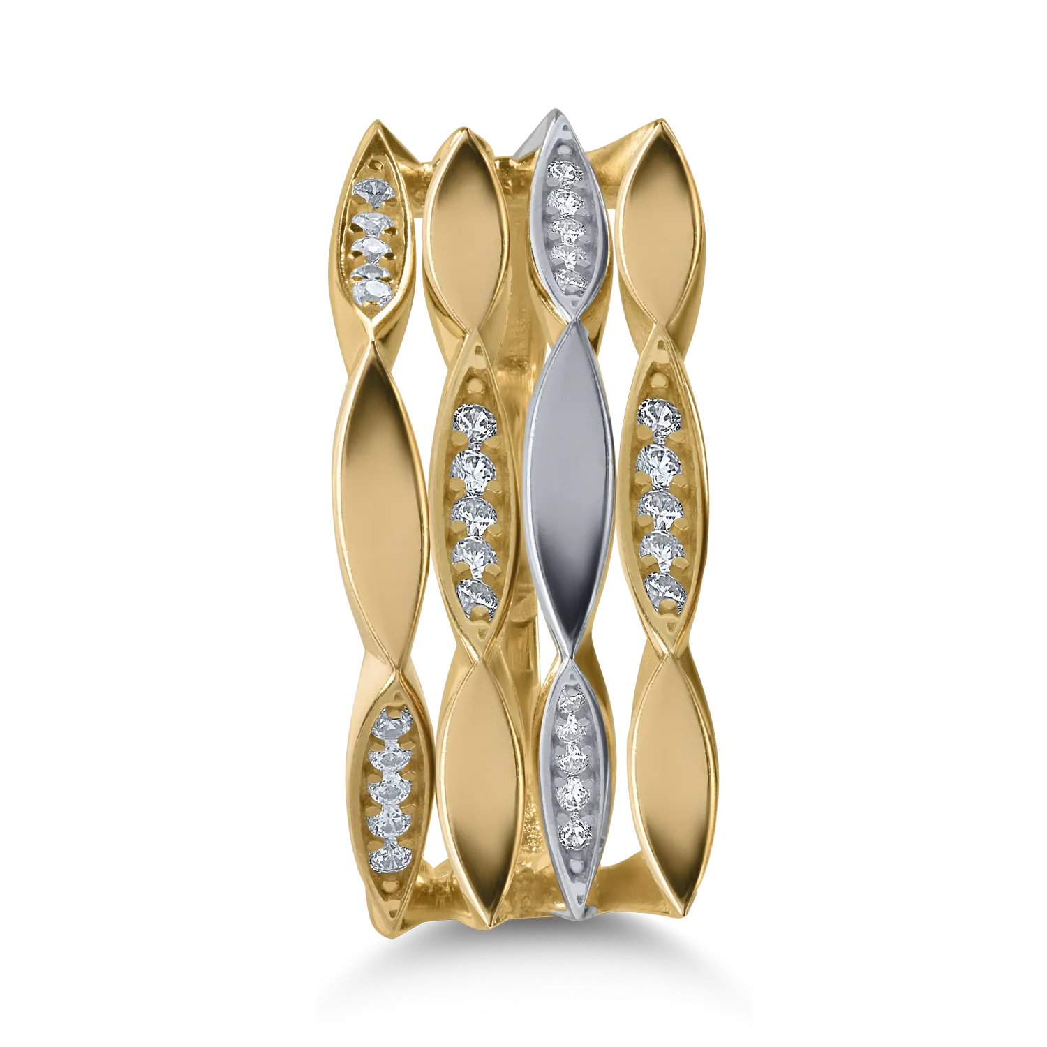 White-yellow gold ring