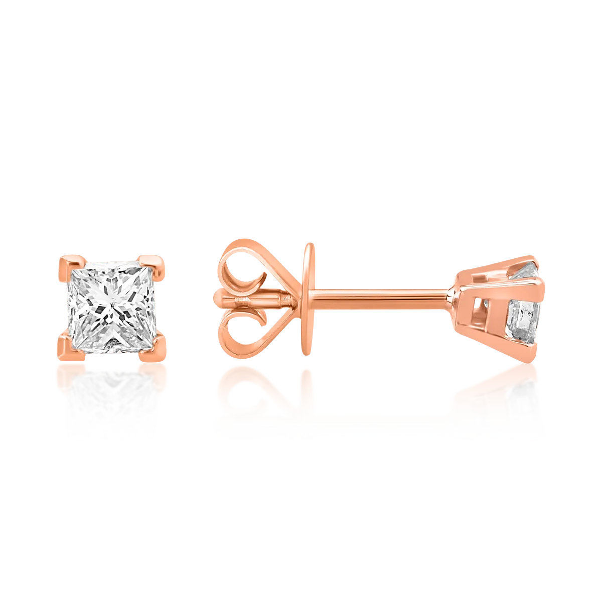 Cercei minimalisti din aur roz cu diamante de 0.36ct