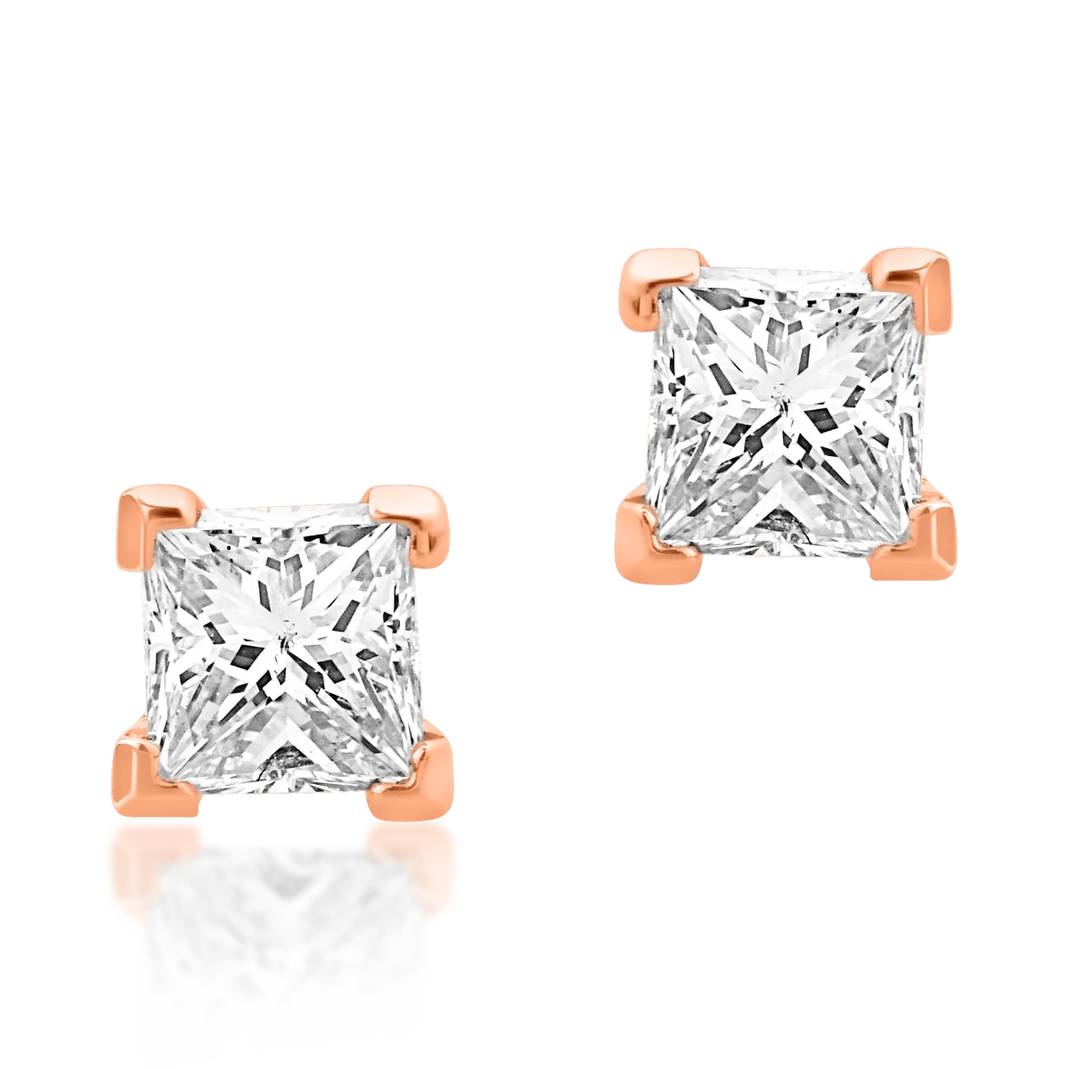 Cercei minimalisti din aur roz cu diamante de 0.36ct-171962