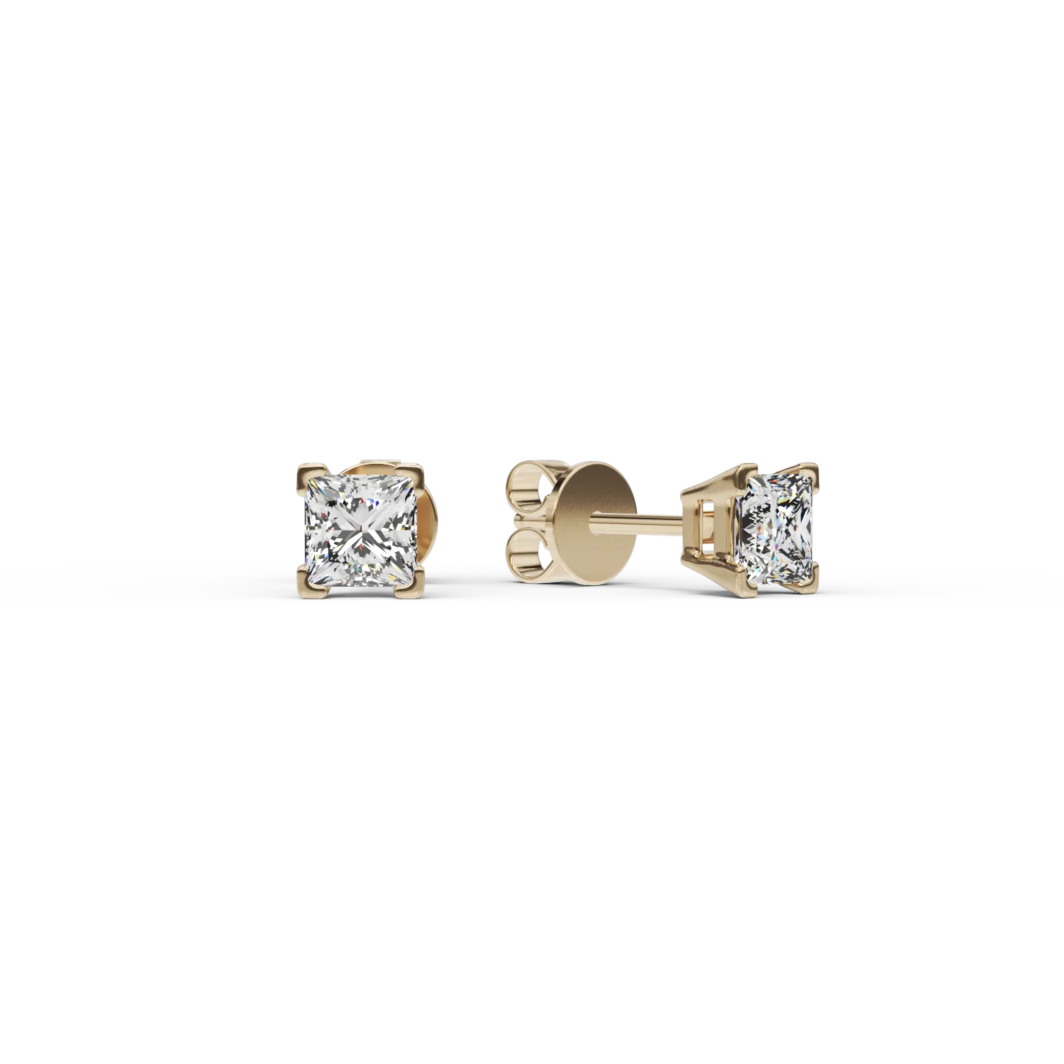 Cercei din aur galben cu diamante princess de 0.022ct