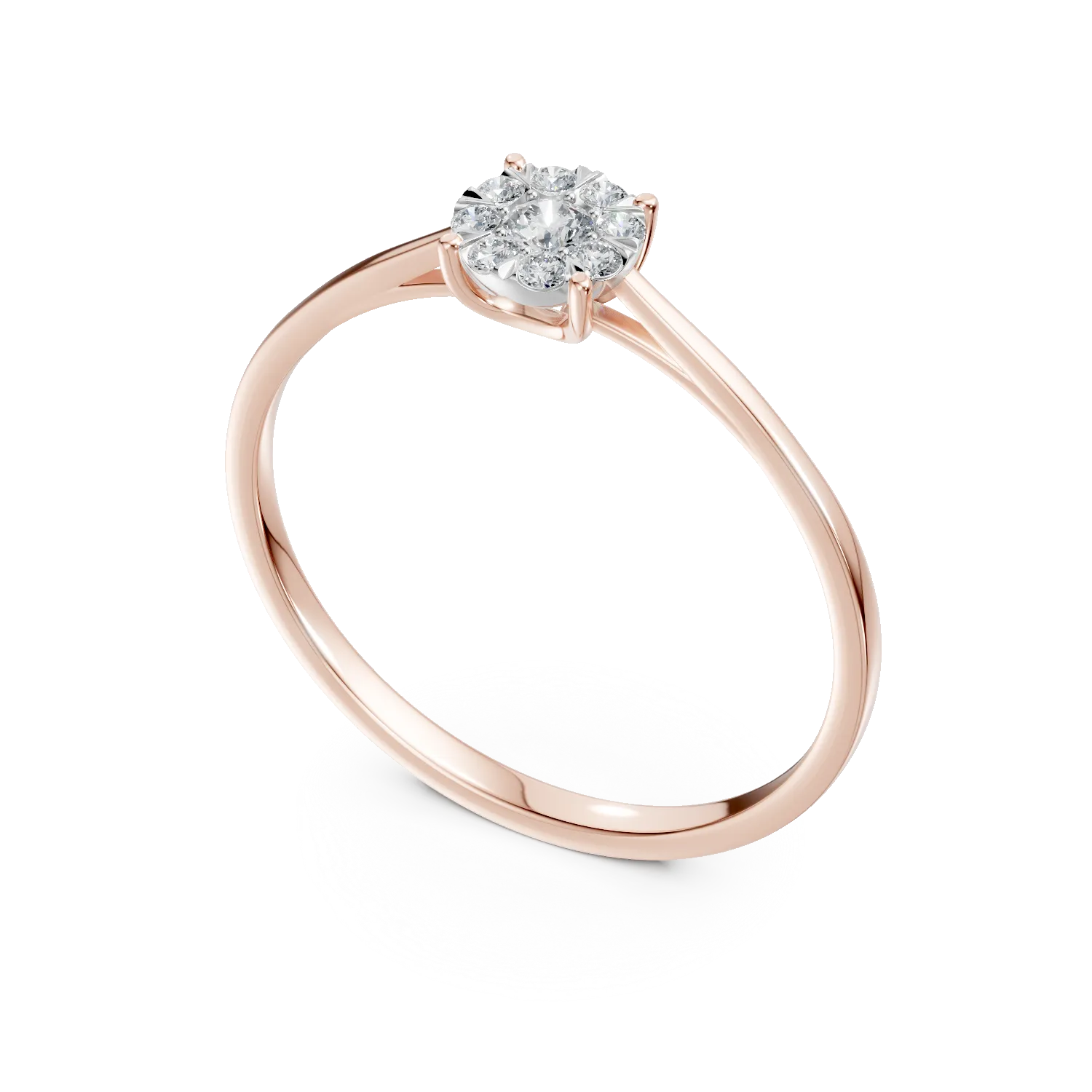 Inel de logodna din aur roz cu diamante de 0.15ct