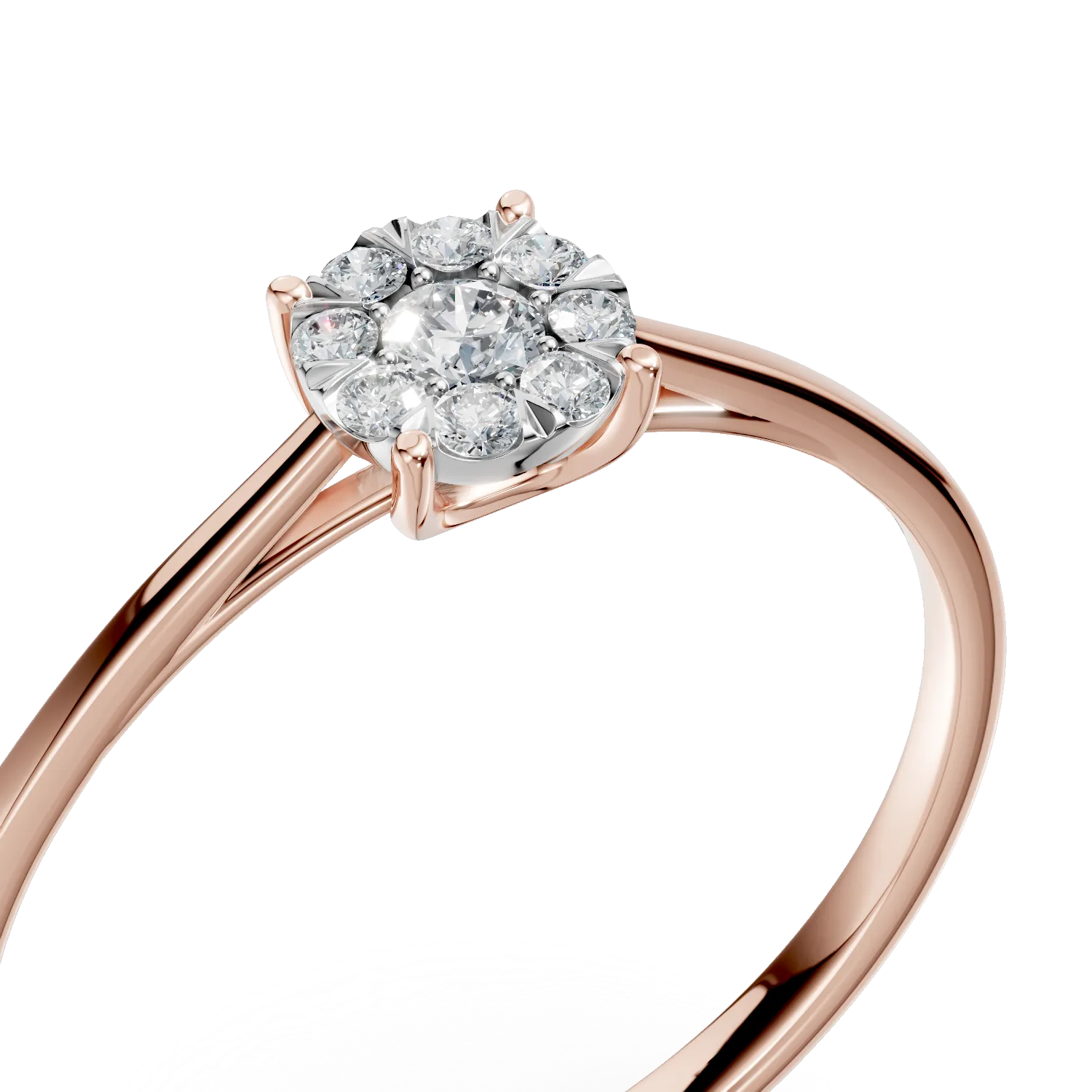 Inel de logodna din aur roz cu diamante de 0.15ct