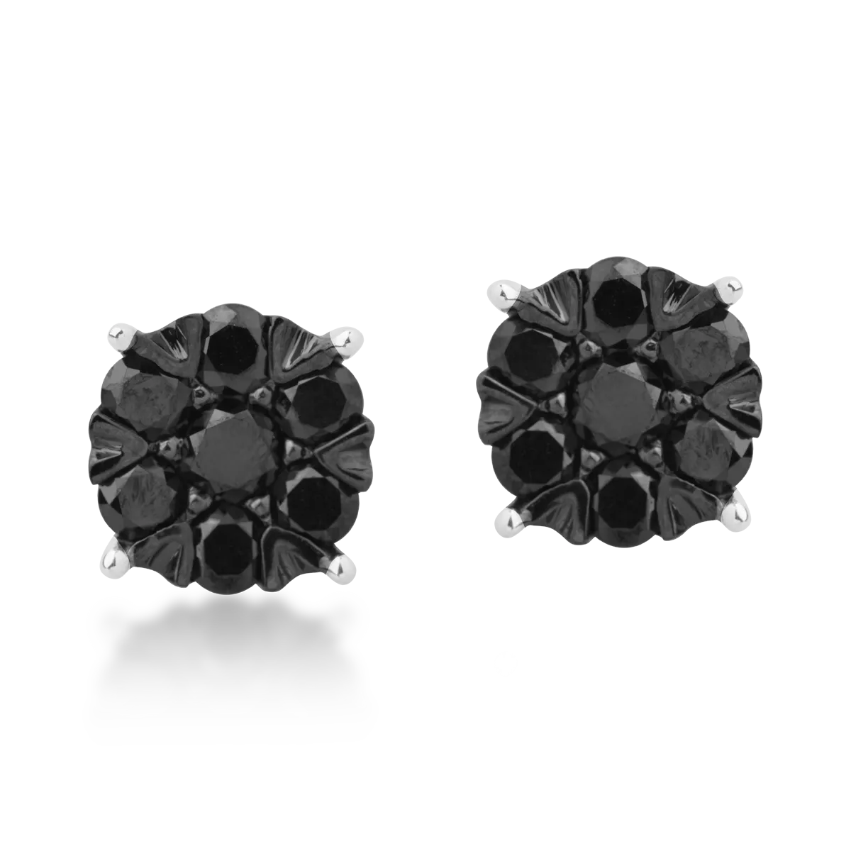 Kolczyki zakręcane z białego złota z czarnymi diamentami o masie 0.2ct