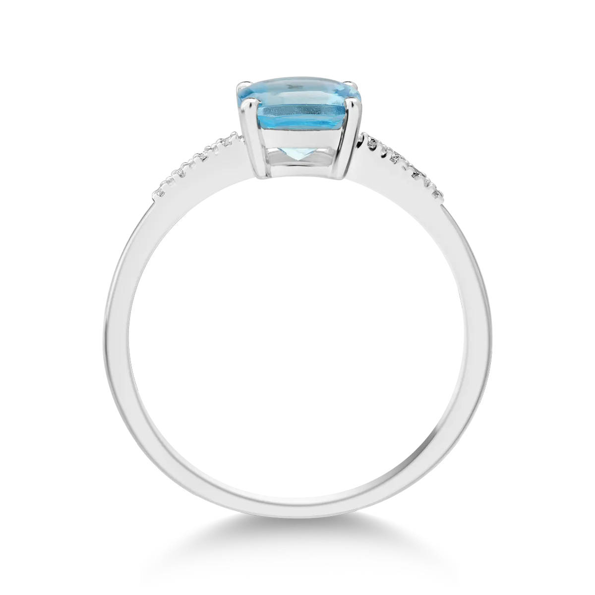 White gold ring with 1.1ct swiss blue topaz and diamonds of 0.02ct