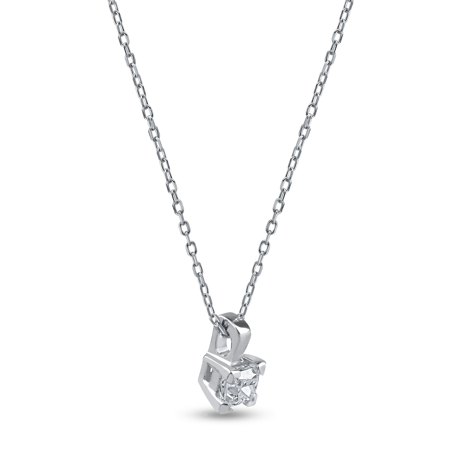 Lant cu pandantiv din aur alb cu diamant solitaire de 0.1ct