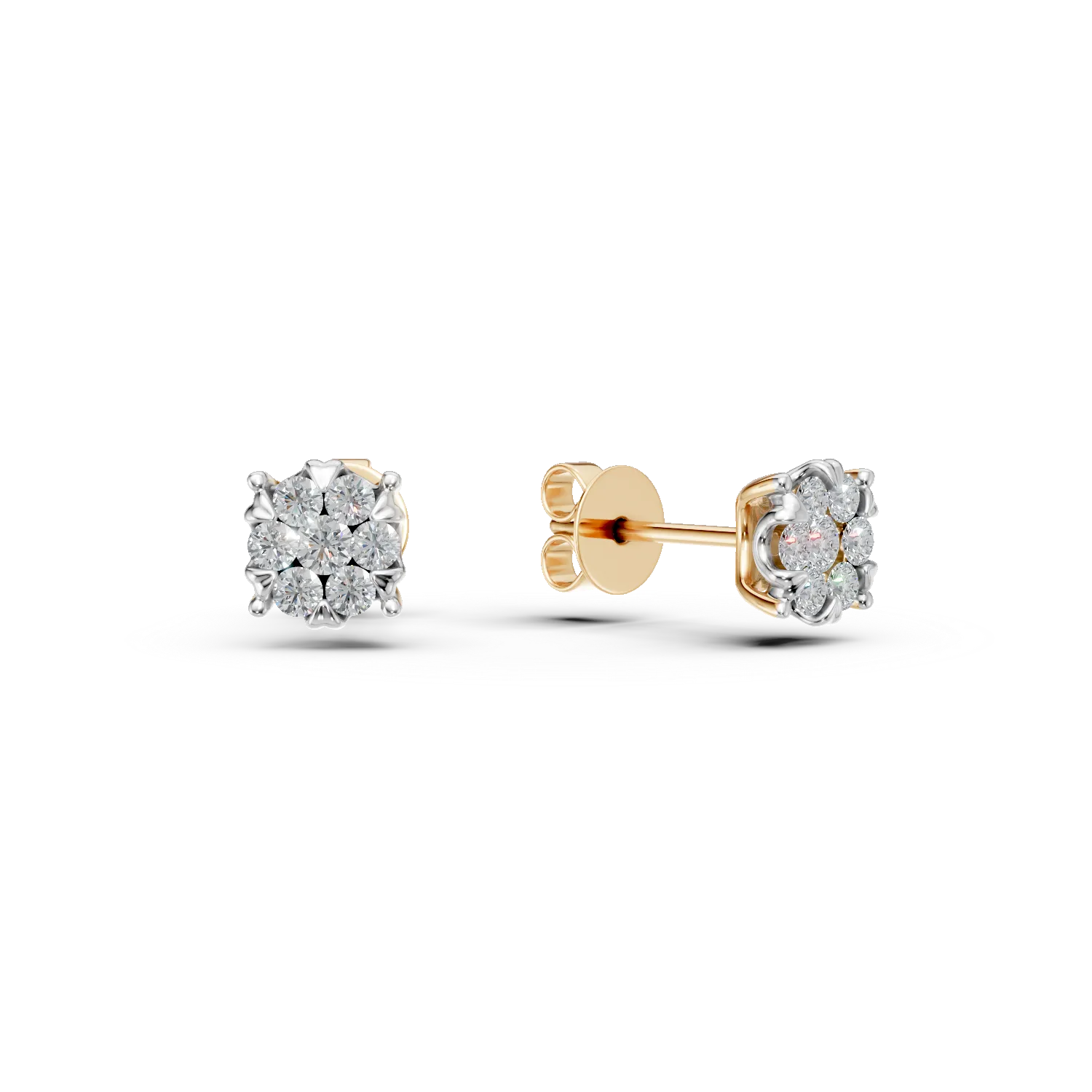 Fehér-sárga arany fülbevaló 0.346ct gyémántokkal