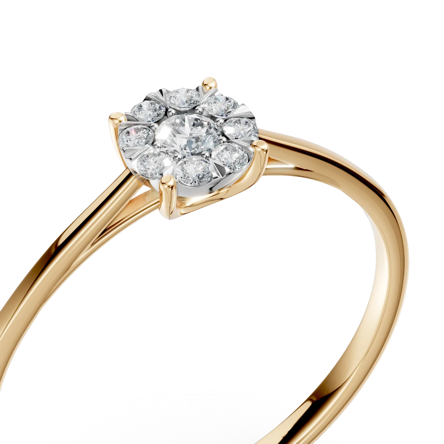 Inel de logodna din aur galben cu diamante de 0.15ct
