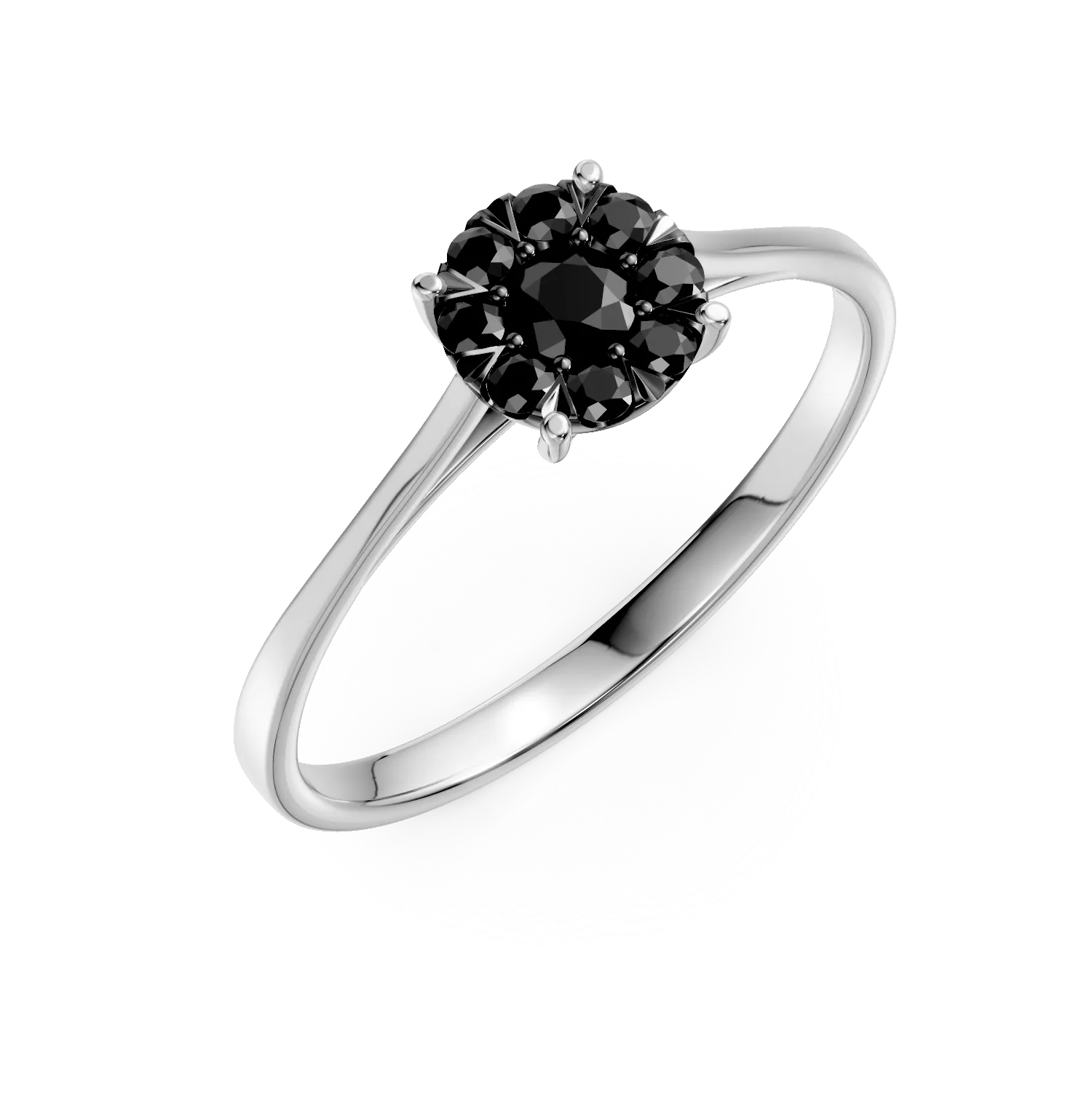 Inel de logodna din aur alb cu diamante negre de 0.3ct