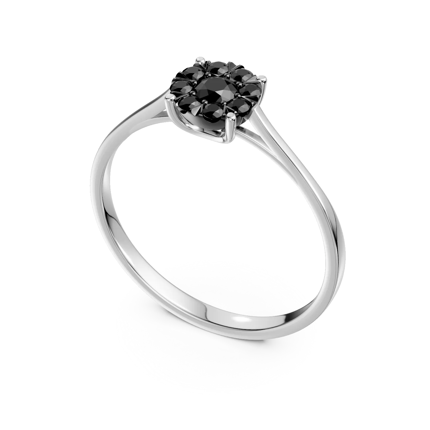 White gold engagement ring with 0.3ct black diamonds