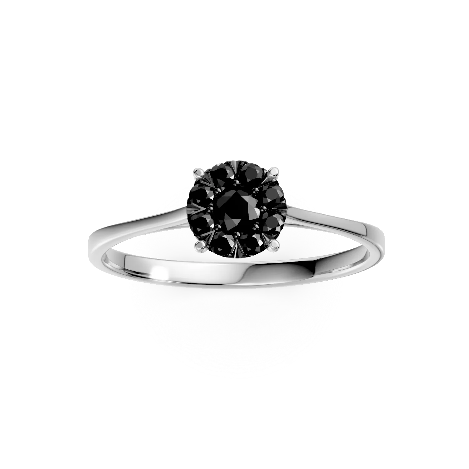 Inel de logodna din aur alb cu diamante negre de 0.3ct