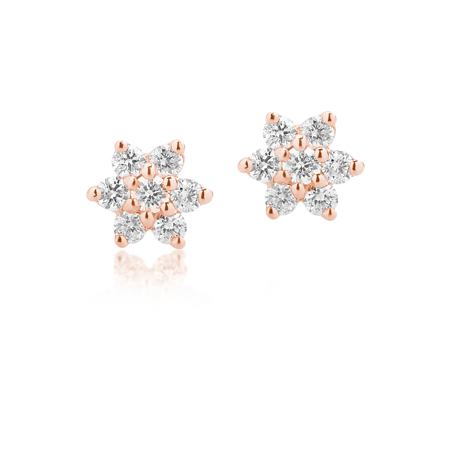 Rózsarany fülbevaló 0.022ct gyémántokkal