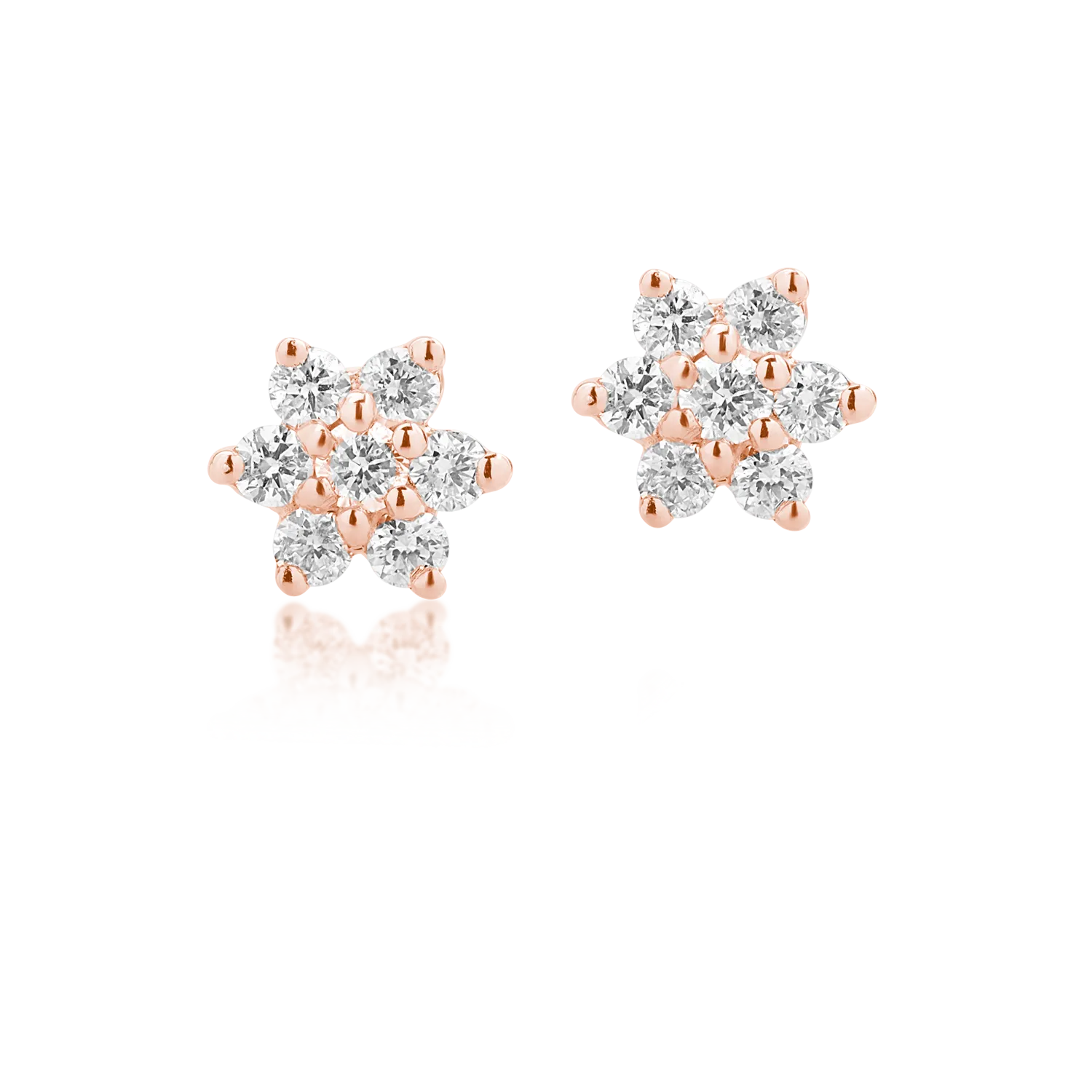 Cercei din aur roz cu diamante de 0.022ct