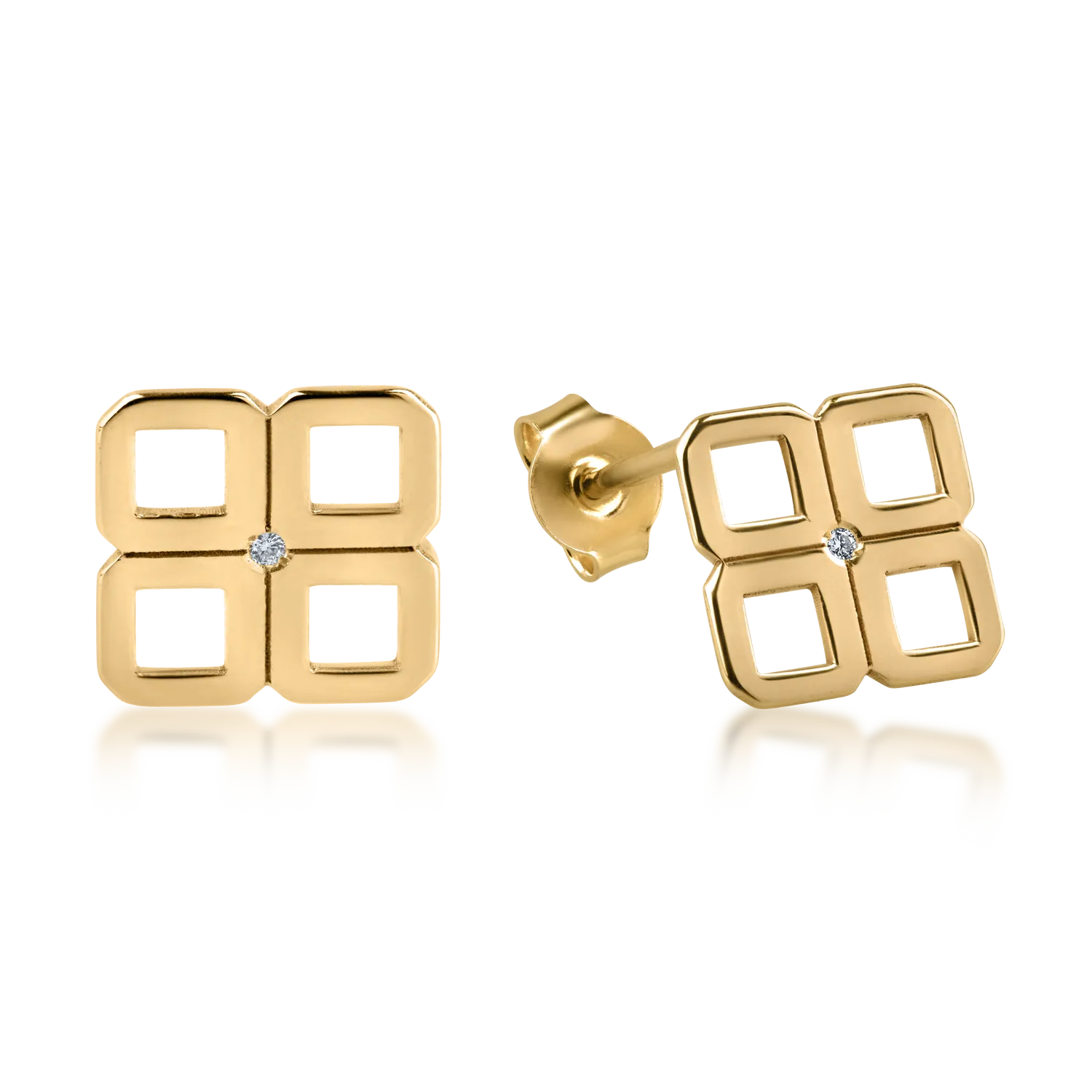 Yellow gold earrings with 0.010ct diamonds