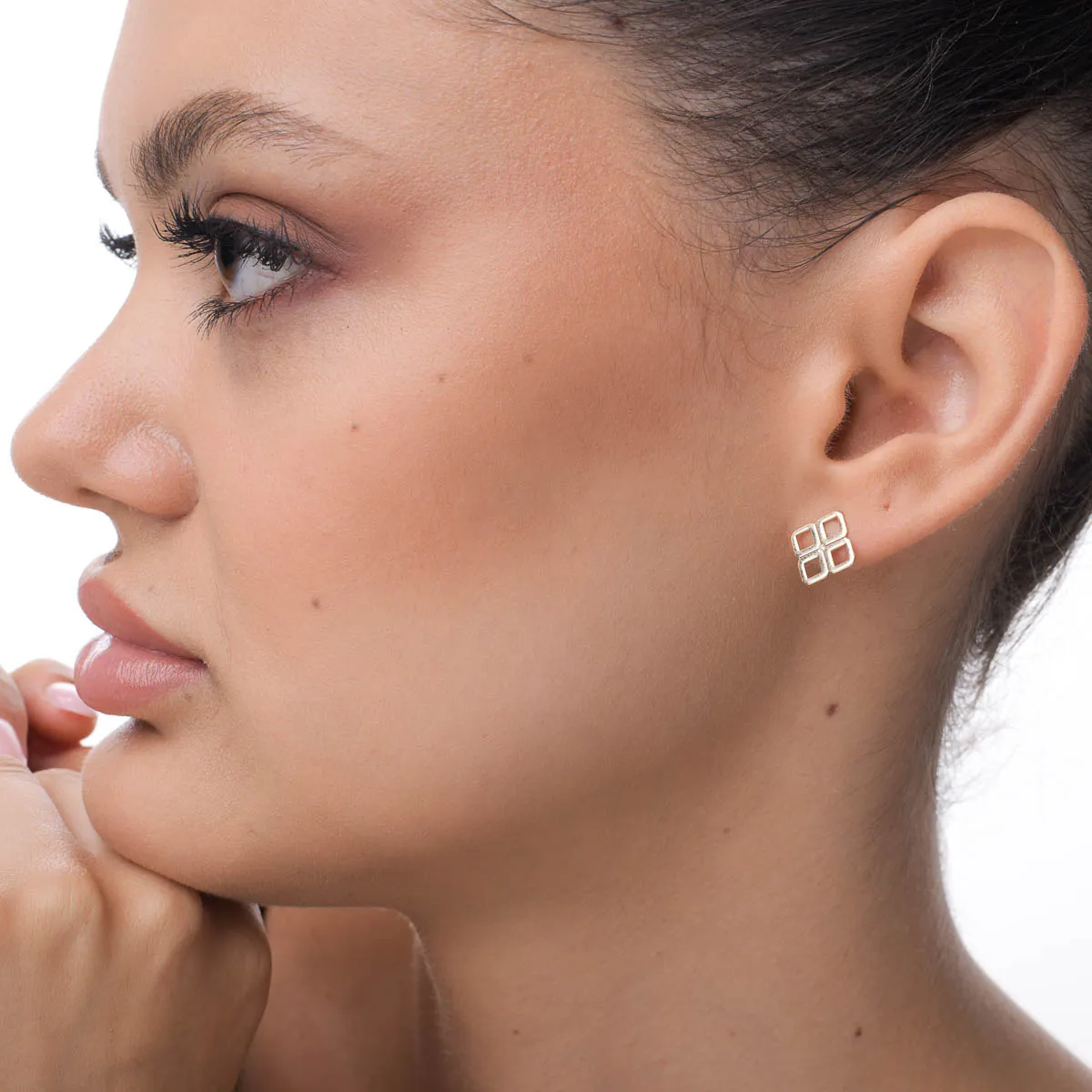 Обеци от жълто злато с 0.010ct диаманти