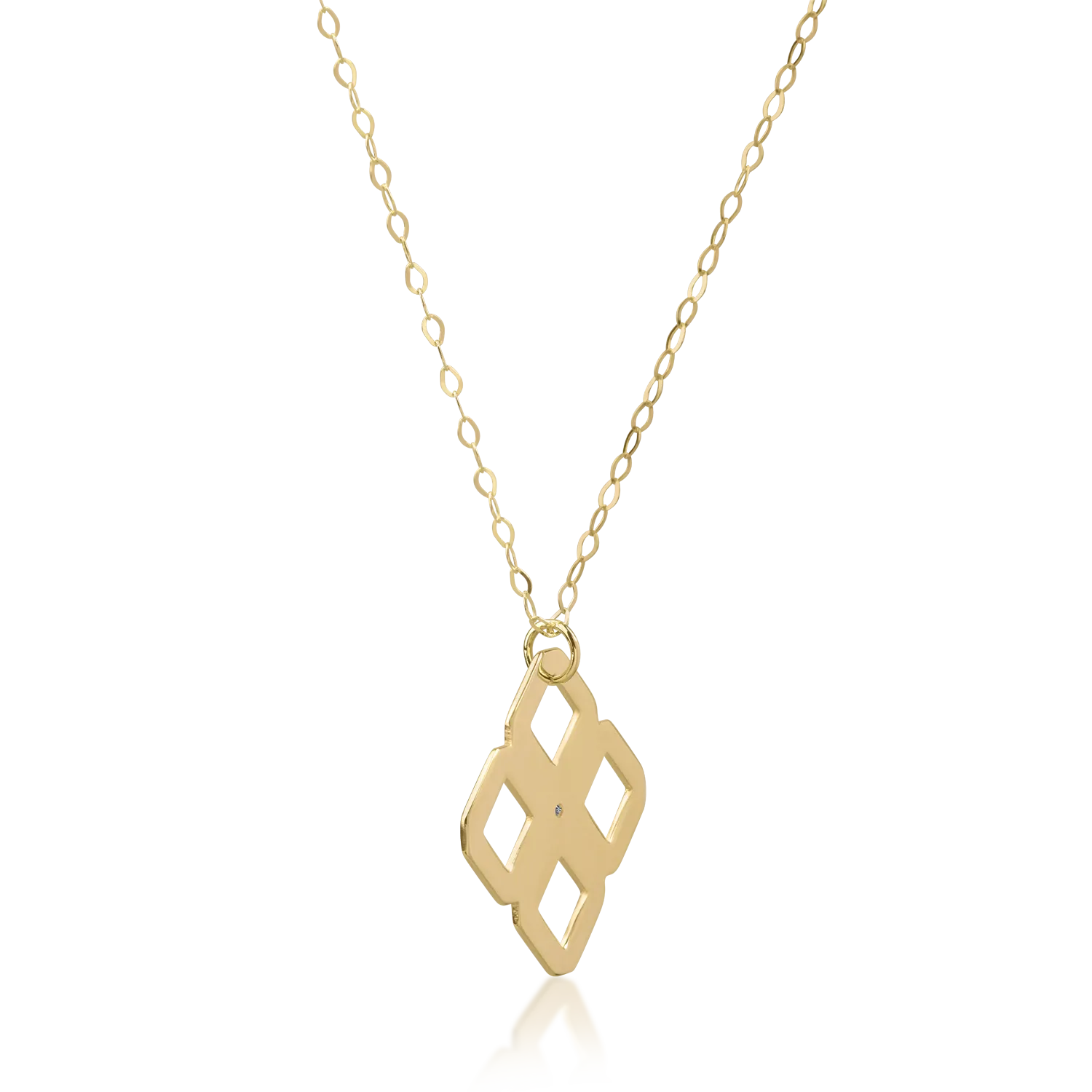 Łańcuszek z żółtego złota z geometryczną zawieszką z diamentem 0.005ct