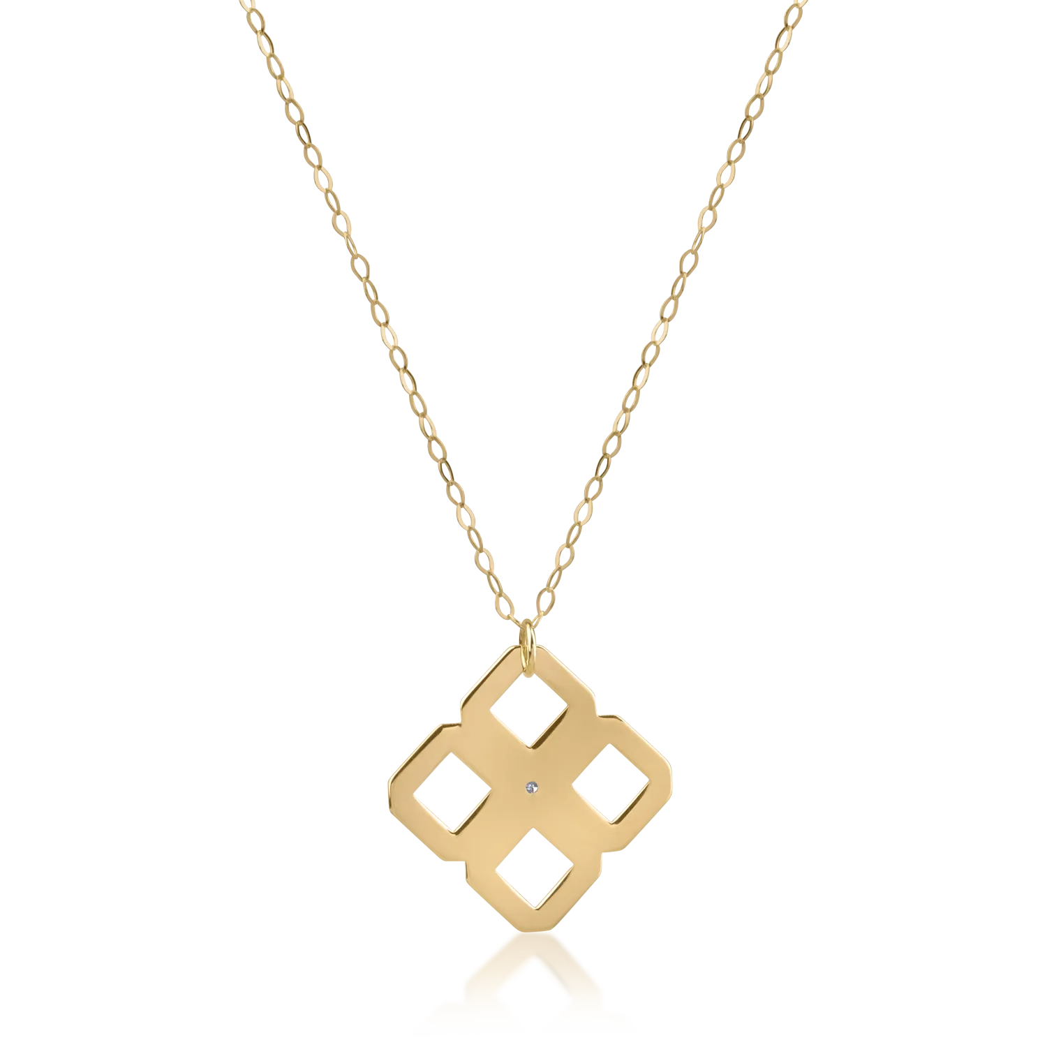 Yellow gold pendant necklace with 0.005ct diamond-157413