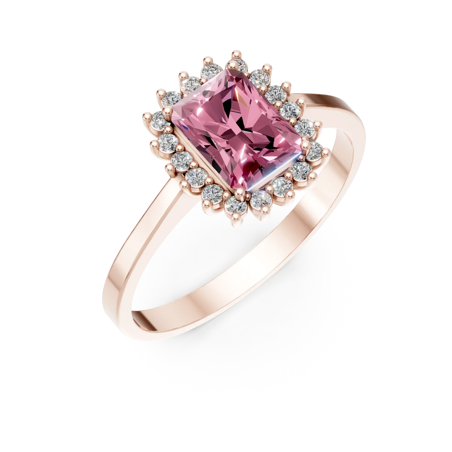 Rose gold ring with white and pink zirconia