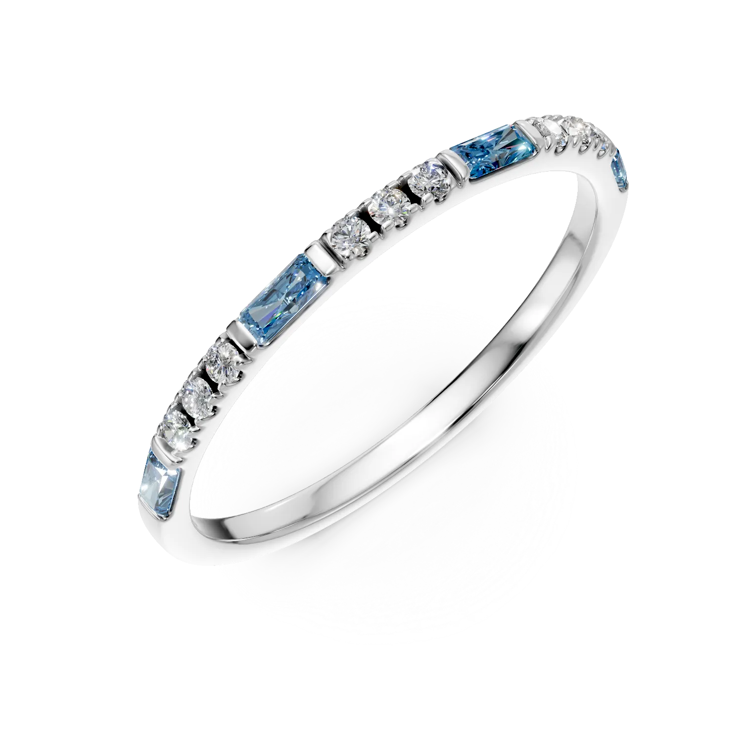 Inel semi eternity din aur alb