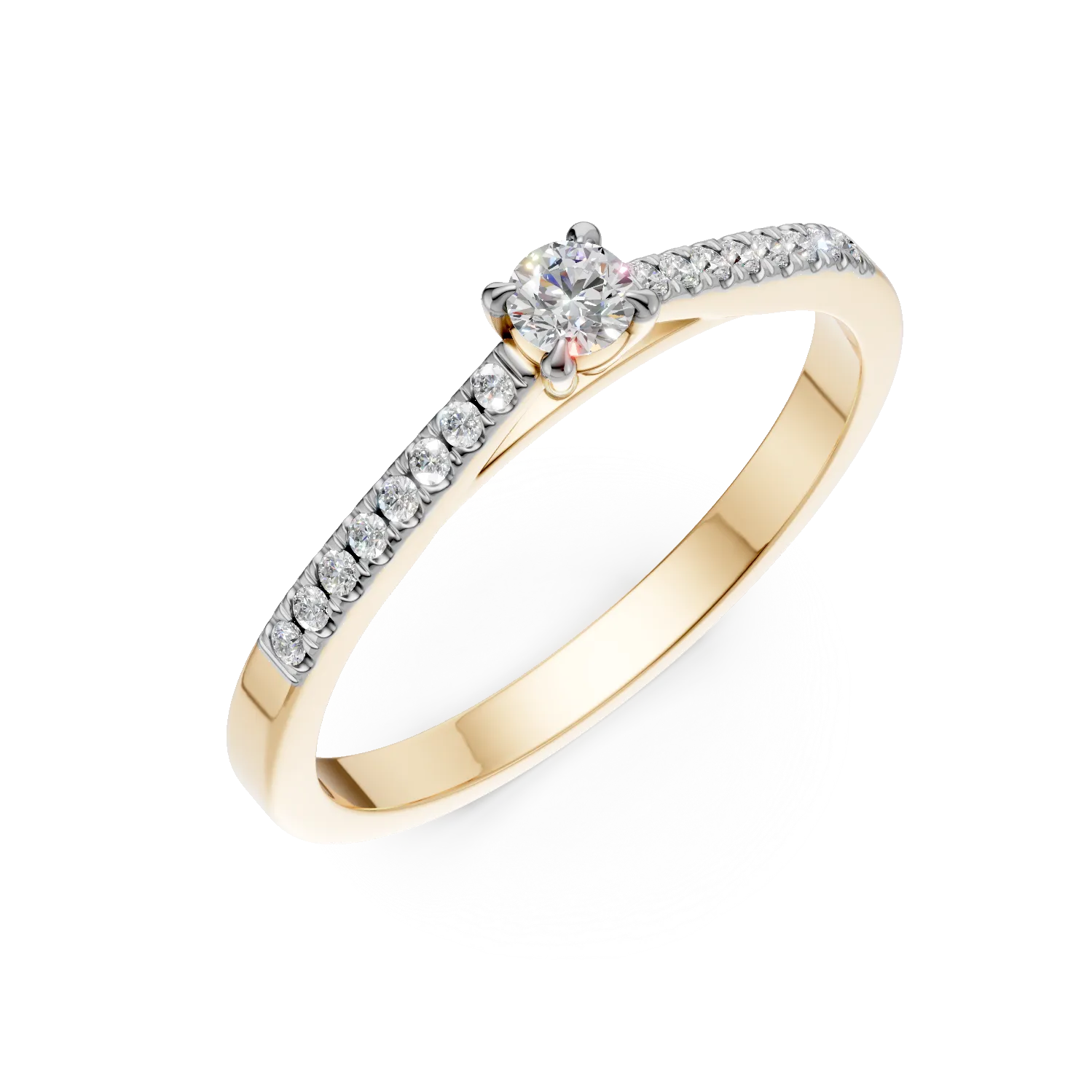 Inel de logodna din aur galben cu diamante de 0.2ct