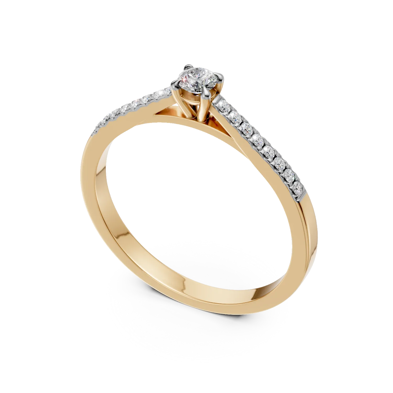 Sárga arany eljegyzési gyűrű 0.2ct gyémántokkal
