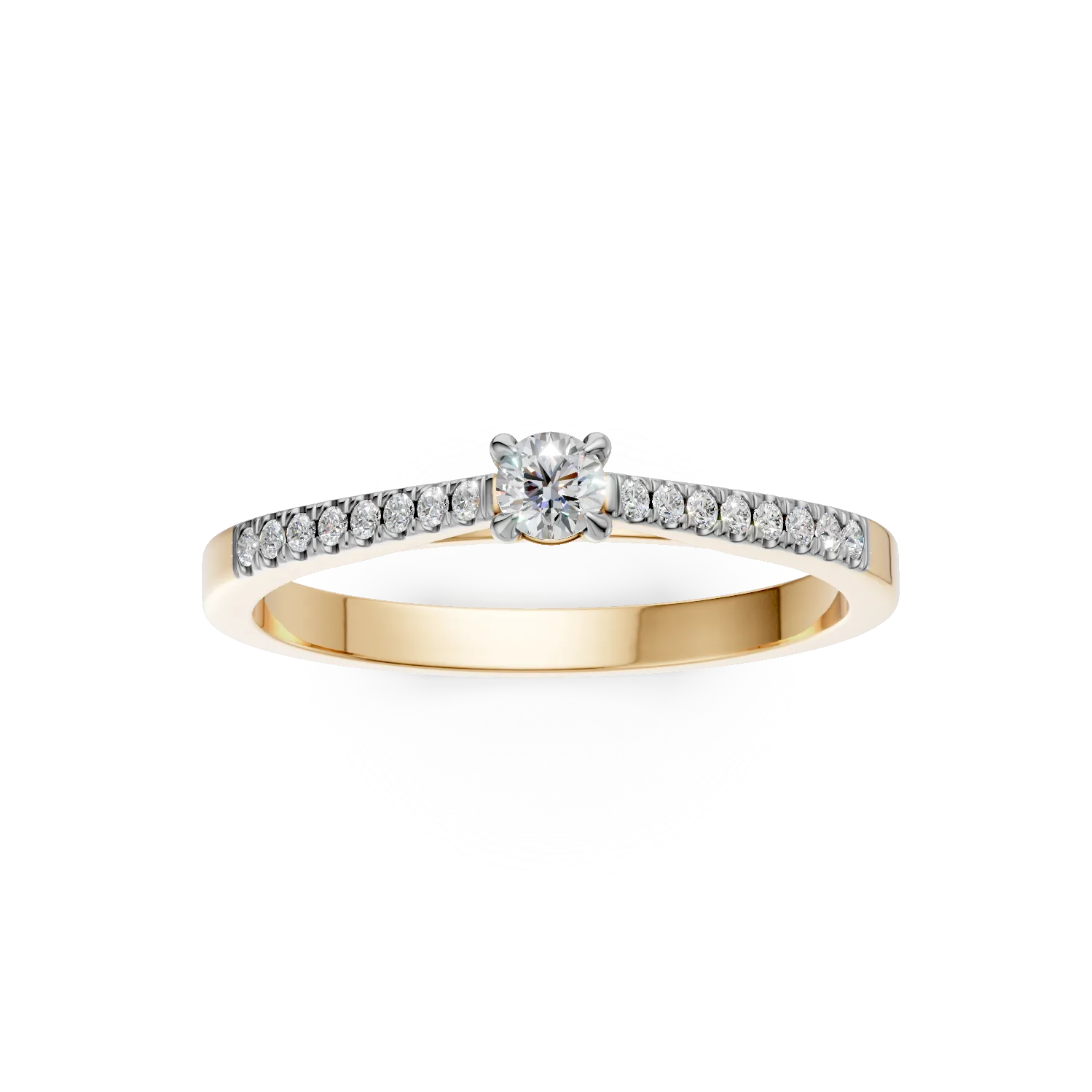 Sárga arany eljegyzési gyűrű 0.2ct gyémántokkal