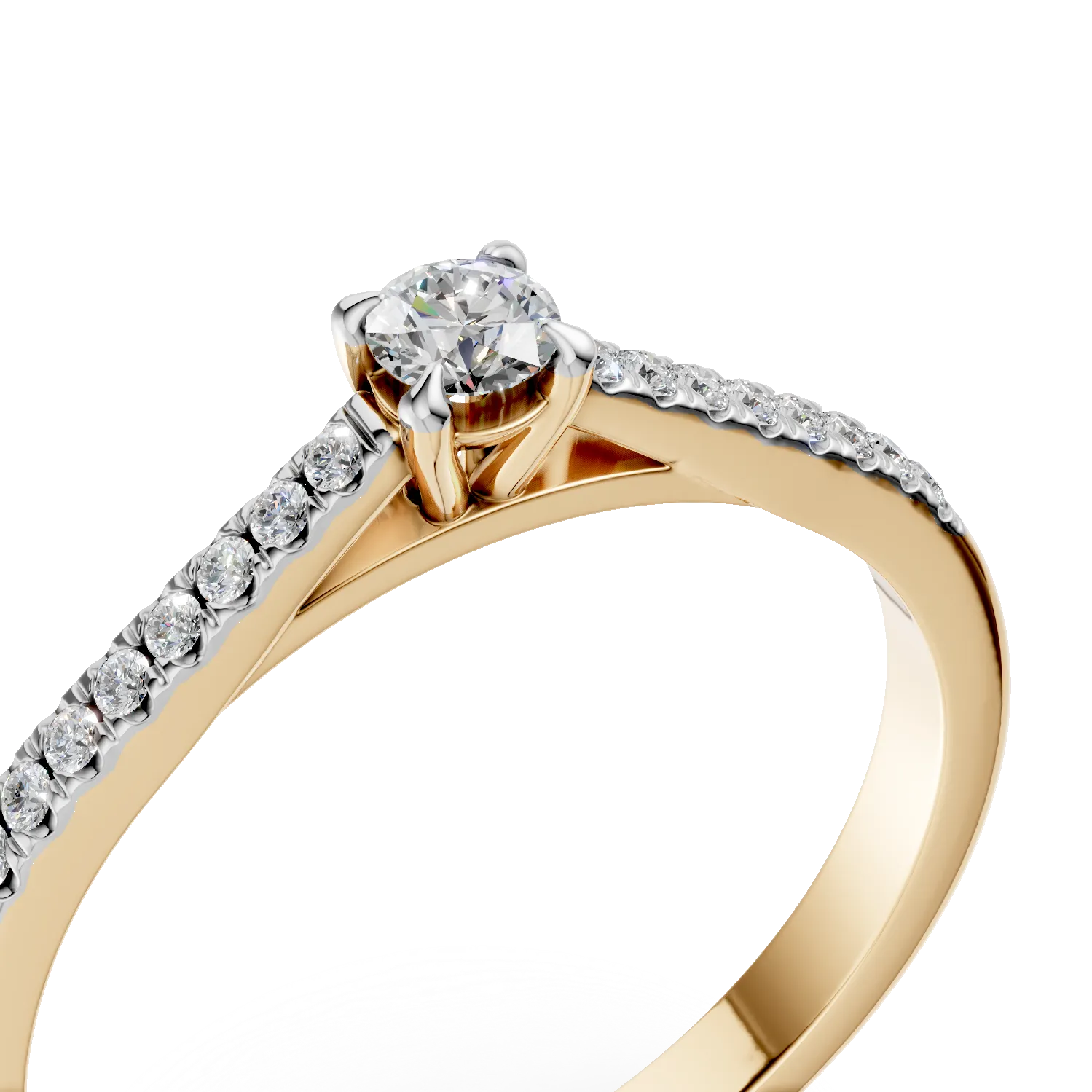 Sárga arany eljegyzési gyűrű 0.2ct gyémántokkal