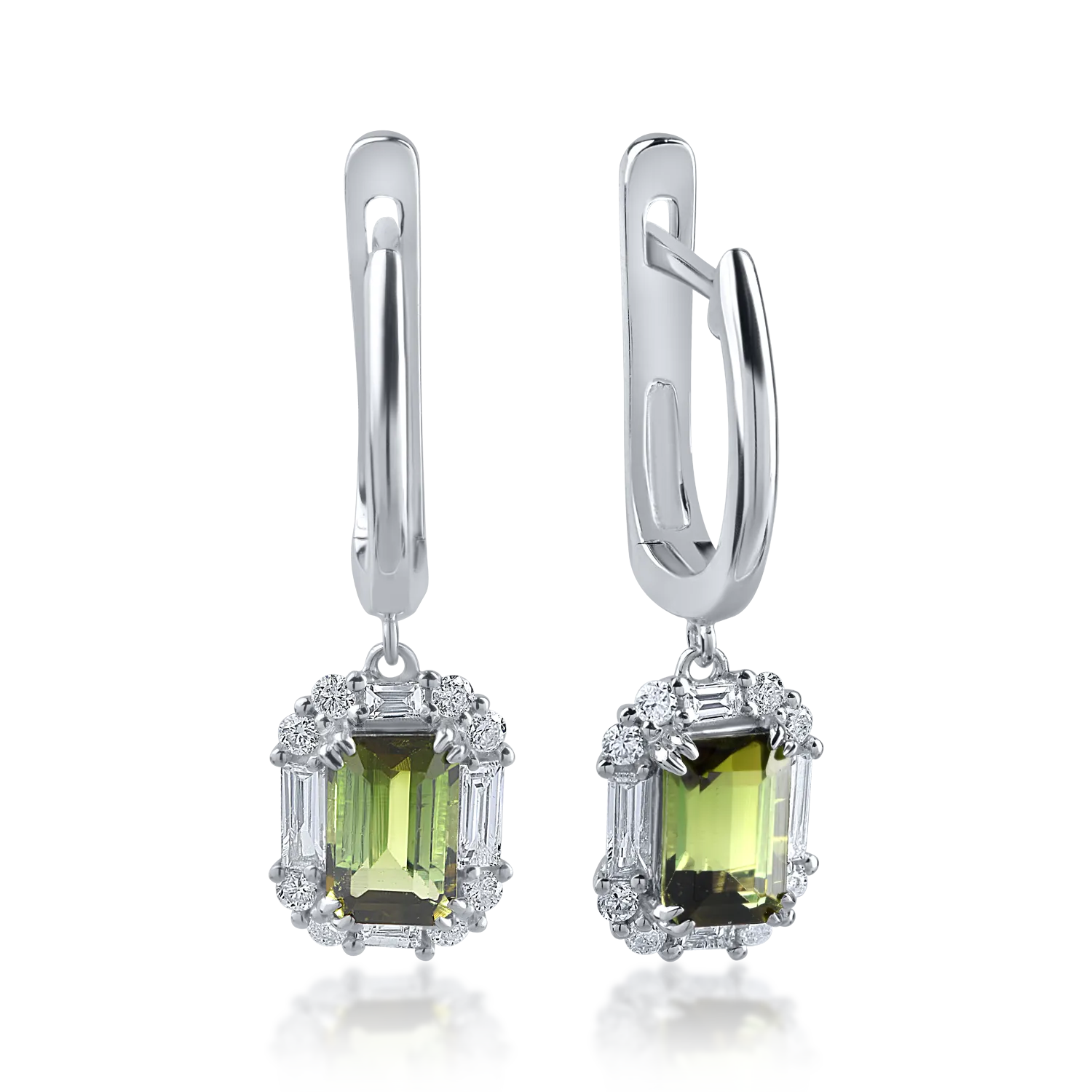 White gold earrings with 1.23ct green tourmalines and 0.39ct diamonds