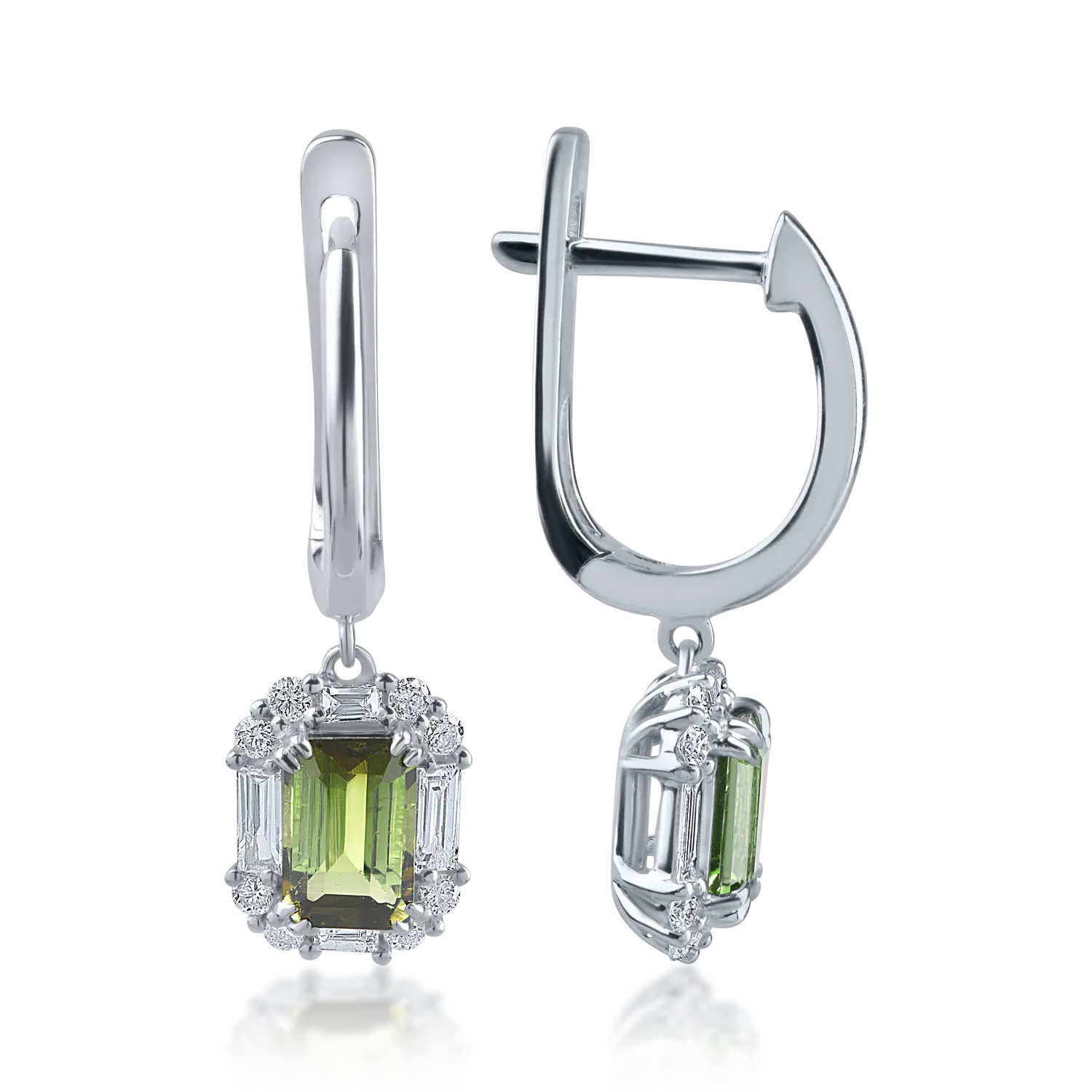 White gold earrings with 1.23ct green tourmalines and 0.39ct diamonds