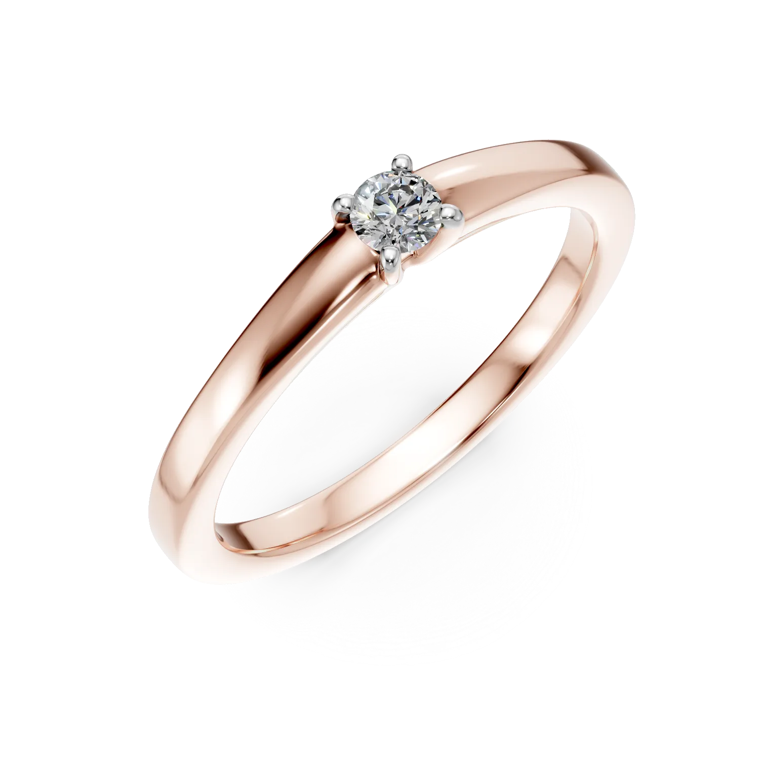 Inel de logodna din aur roz cu diamant solitaire de 0.098ct