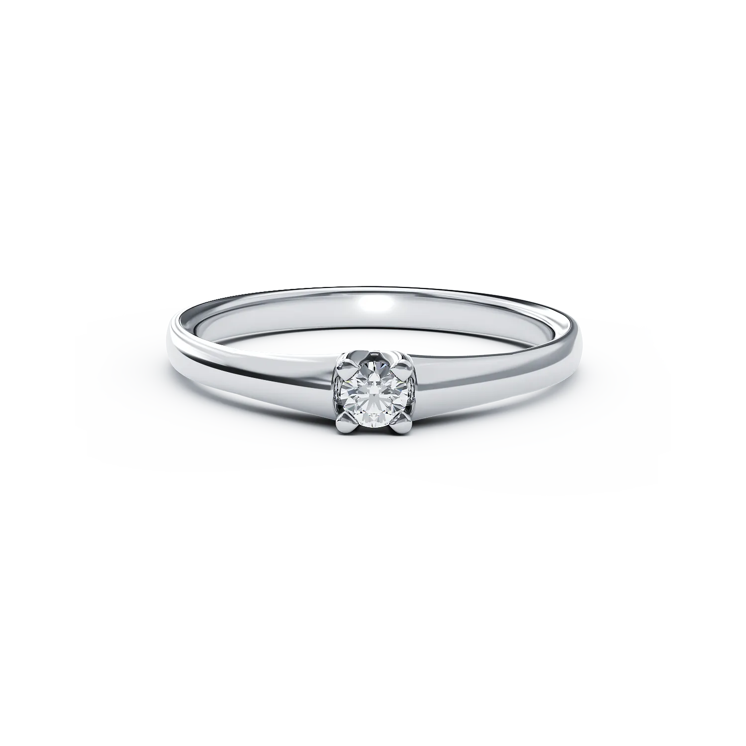 Годежен пръстен от бяло злато с диамант пасианс 0.091кt
