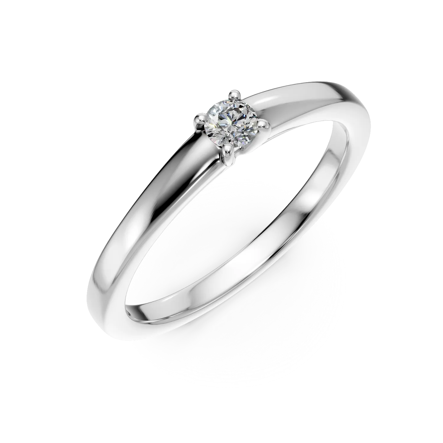 White gold engagement ring with 0.097ct solitaire diamond