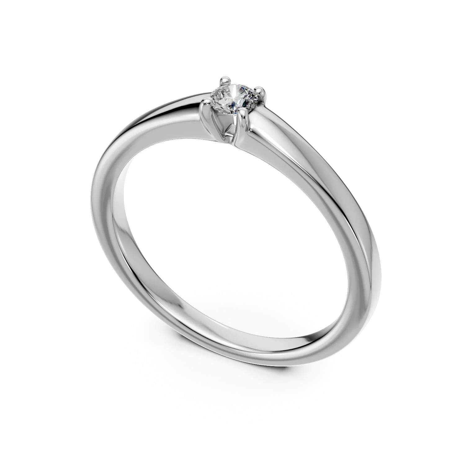 Inel de logodna din aur alb cu diamant solitaire de 0.095ct