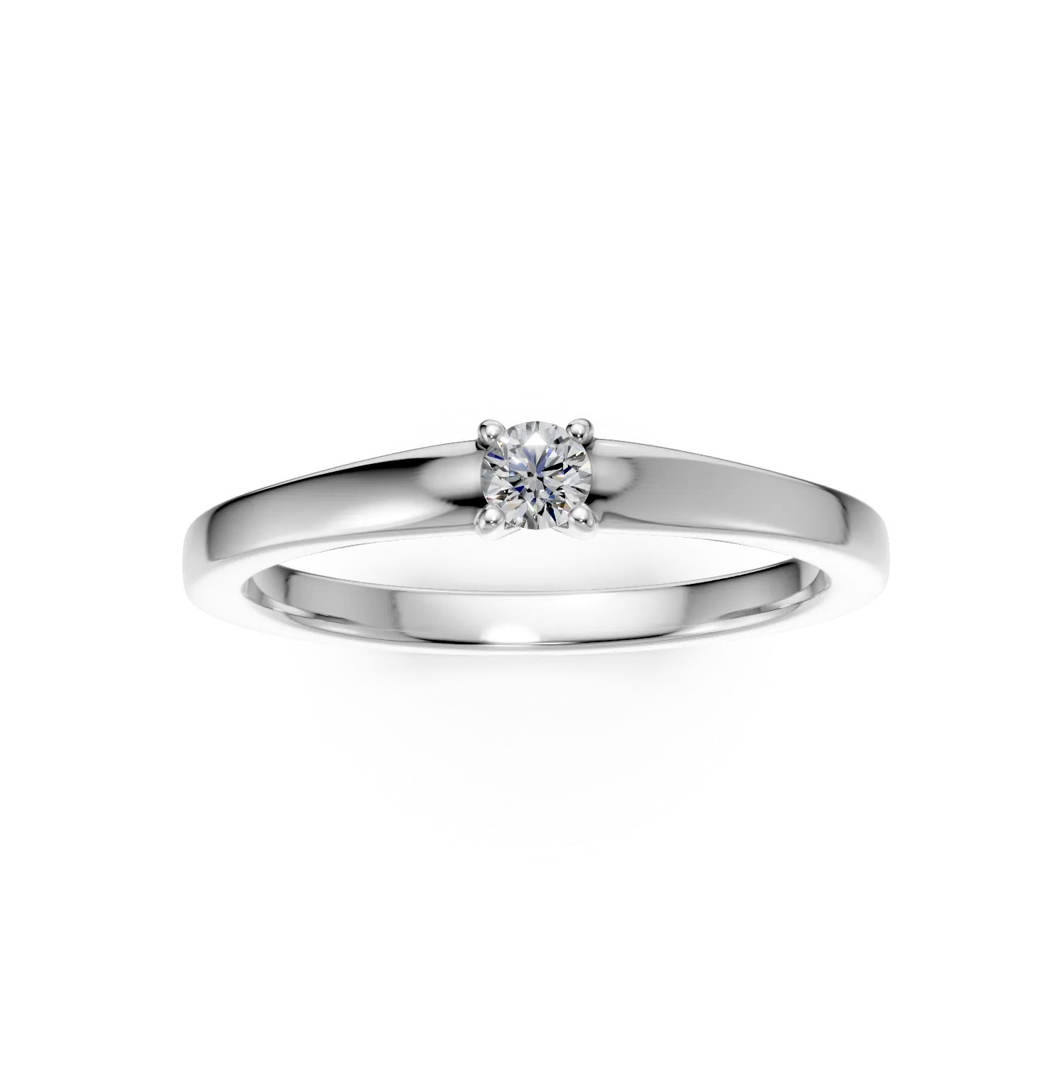 Inel de logodna din aur alb cu diamant solitaire de 0.095ct