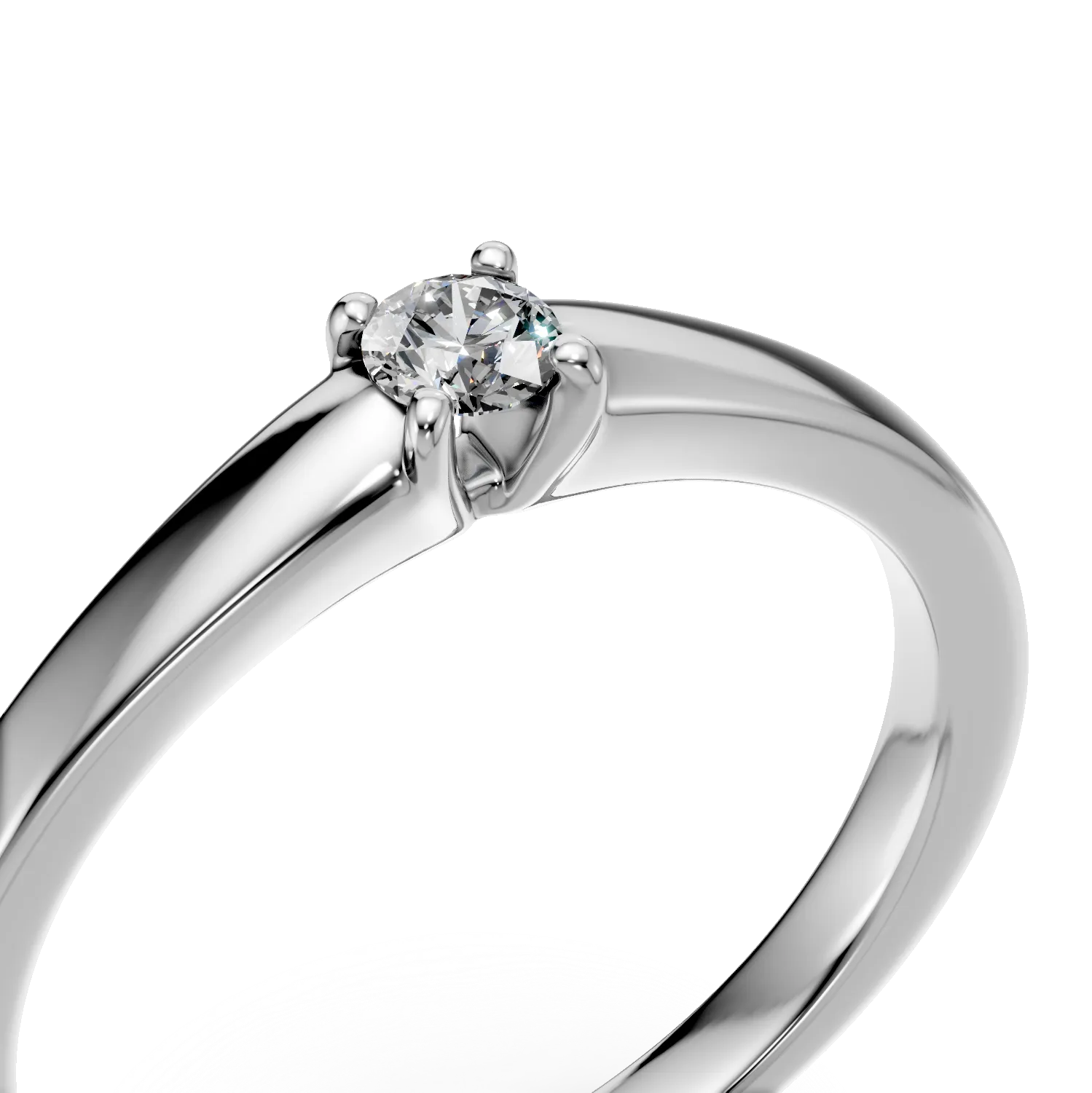Inel de logodna din aur alb cu diamant solitaire de 0.095ct