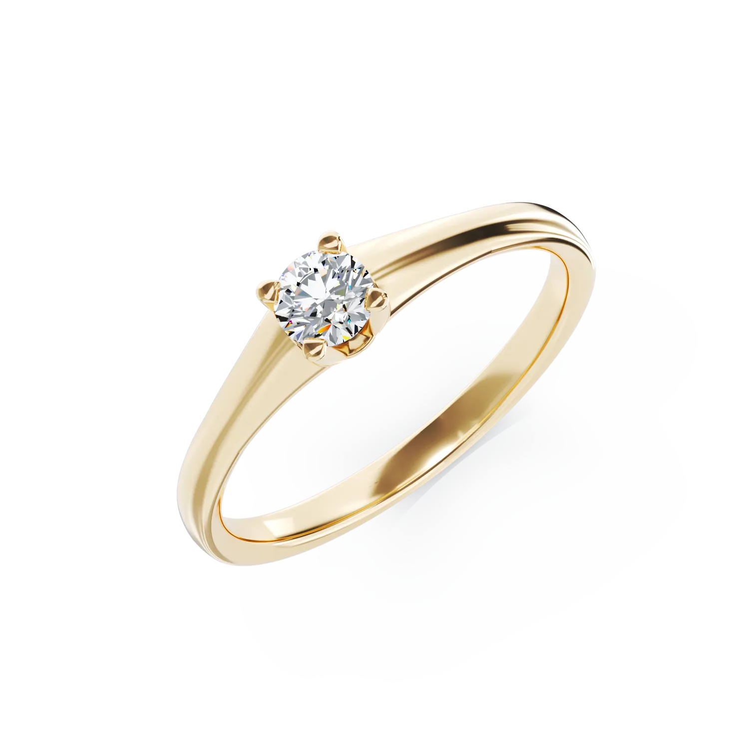 Inel de logodna din aur galben cu diamant solitaire de 0.1ct