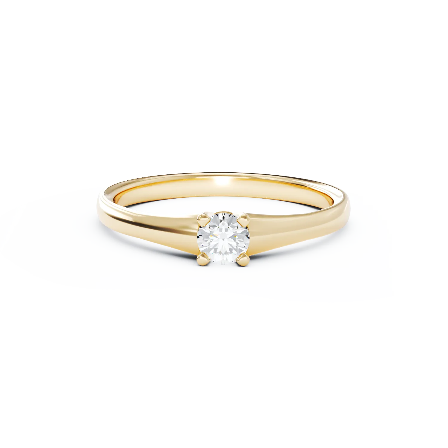 Yellow gold engagement ring with 0.09ct solitaire diamond