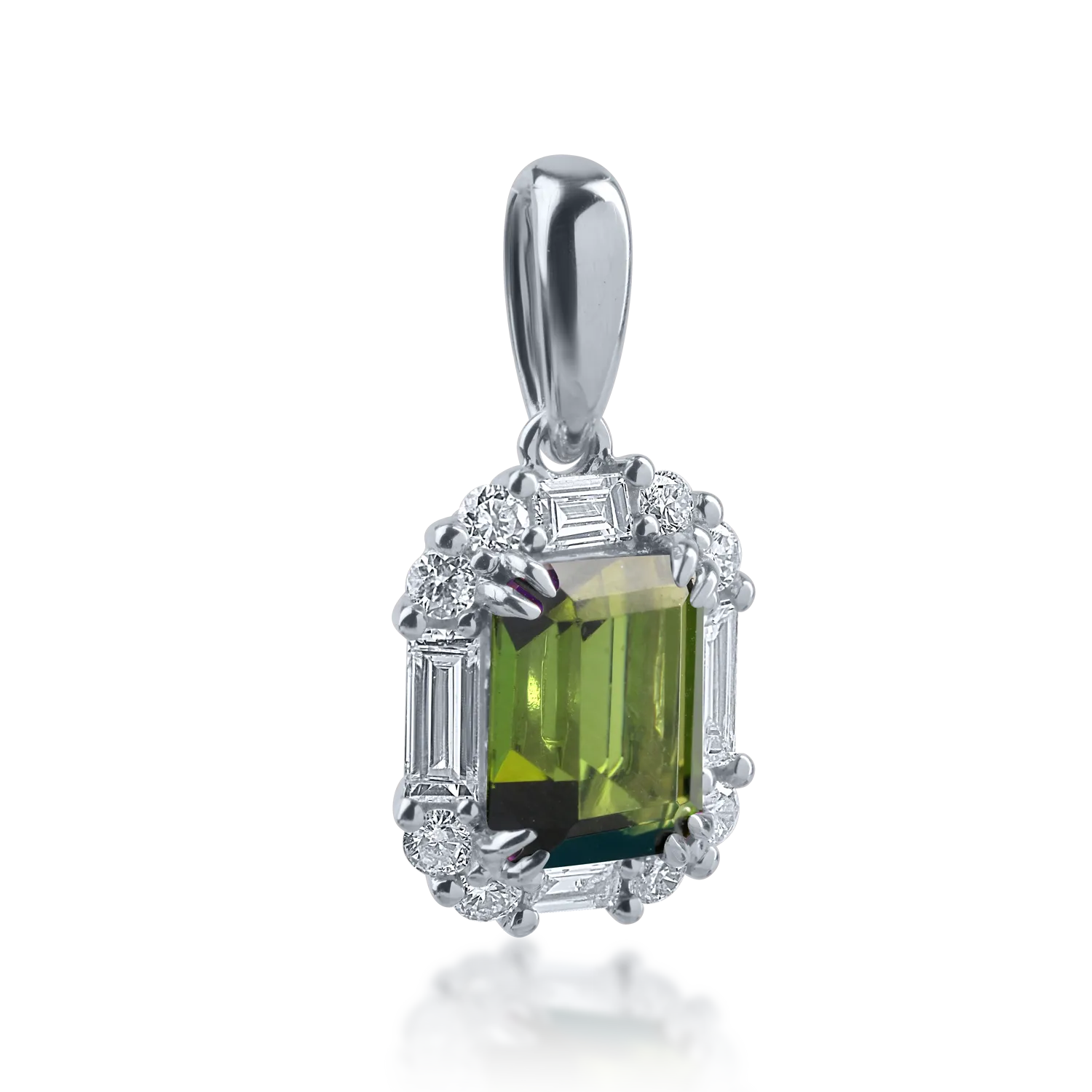 White gold pendant with 1.03ct green tourmaline and 0.35ct diamonds
