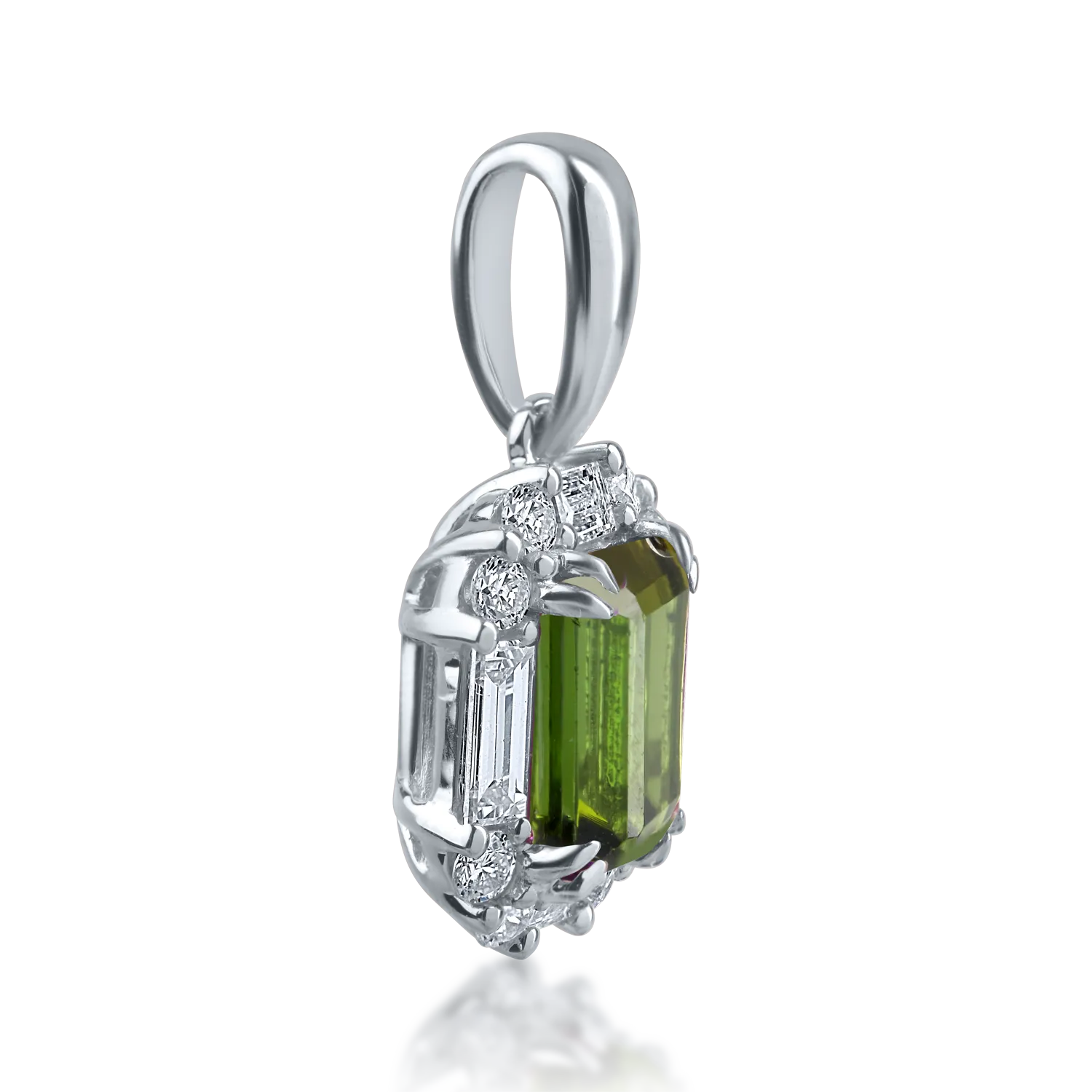 Fehérarany medál 1.03ct zöld turmalinnal és 0.35ct gyémántokkal